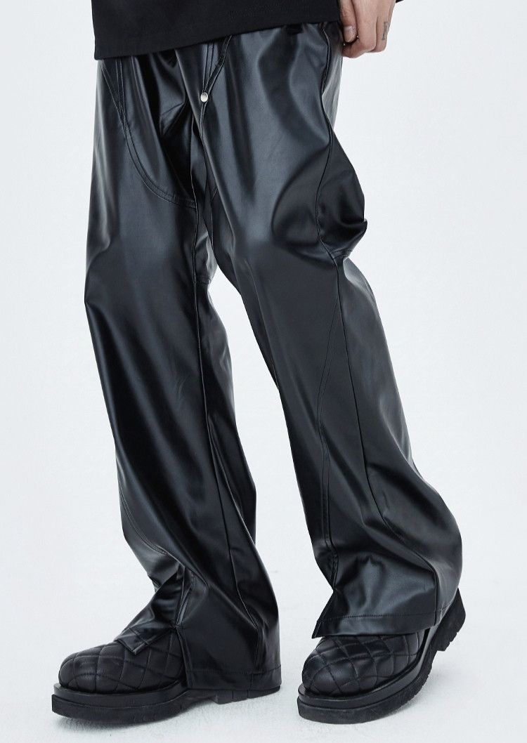 Designer × Leather Casual Pants Faux Leather Size US 35 - 2 Thumbnail