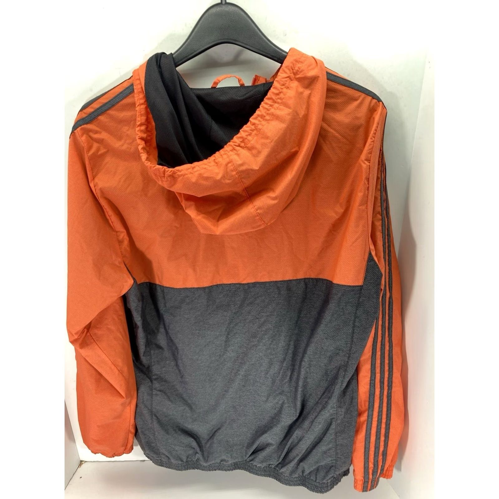 Adidas Adidas Track Jacket Men M Gray Full Zip Hood Nylon Lined Casual Orange Size US M / EU 48-50 / 2 - 6 Thumbnail