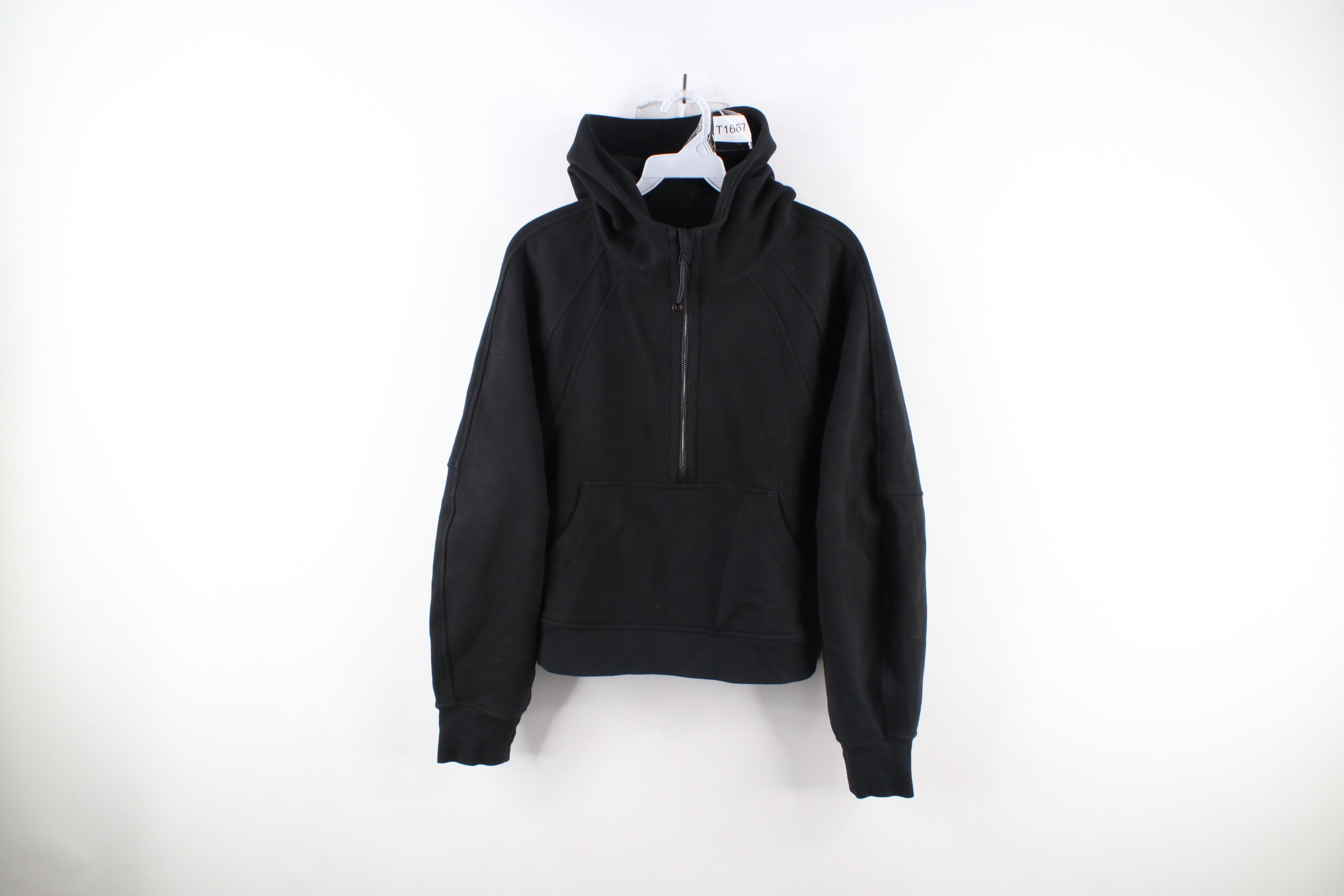 image of Lululemon Womens Half Zip Scuba Hoodie Sweatshirt Black (Size Medium)