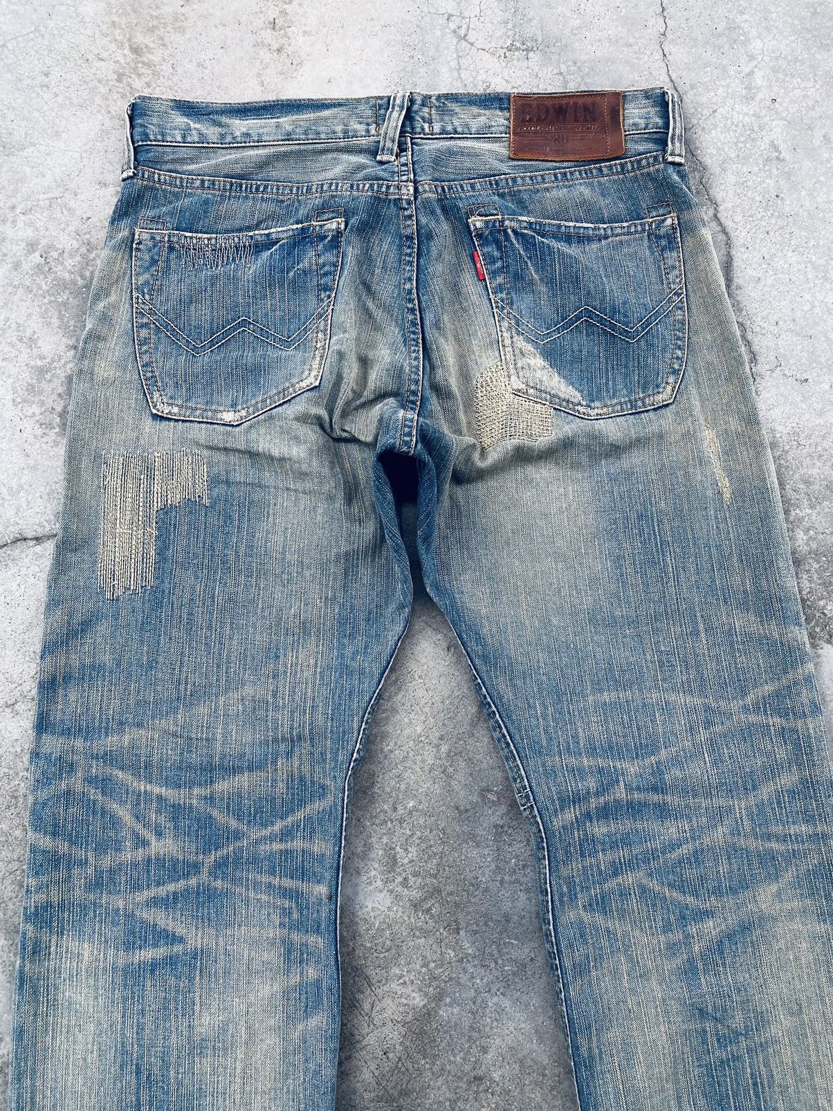 Vintage Edwin Xu Flare Distressed Denim Pants