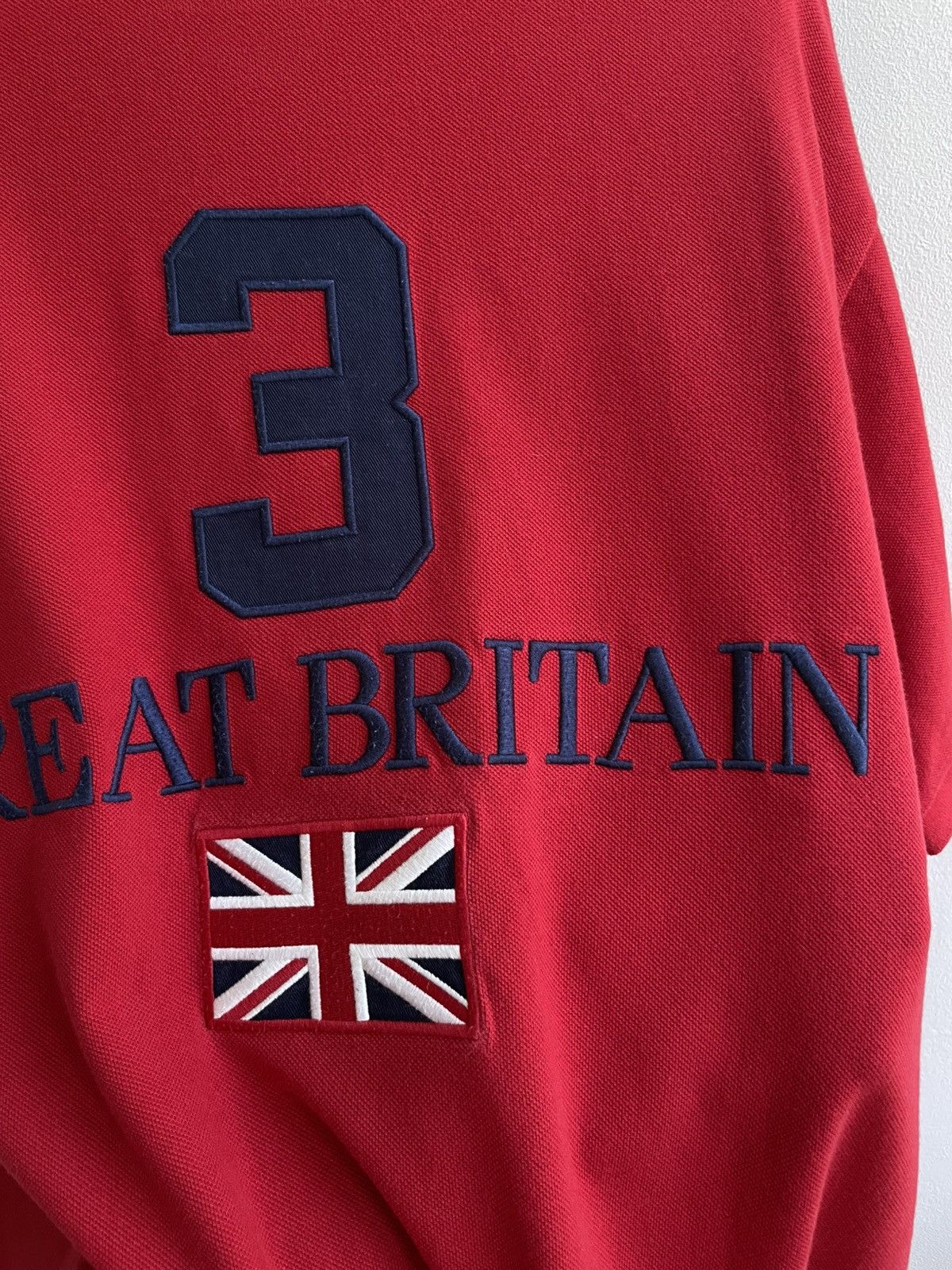 Polo Ralph Lauren × Vintage Polo Ralph Lauren Great Britain 3 Flag PRL Red Polo Shirt Size US XXL / EU 58 / 5 - 18 Thumbnail