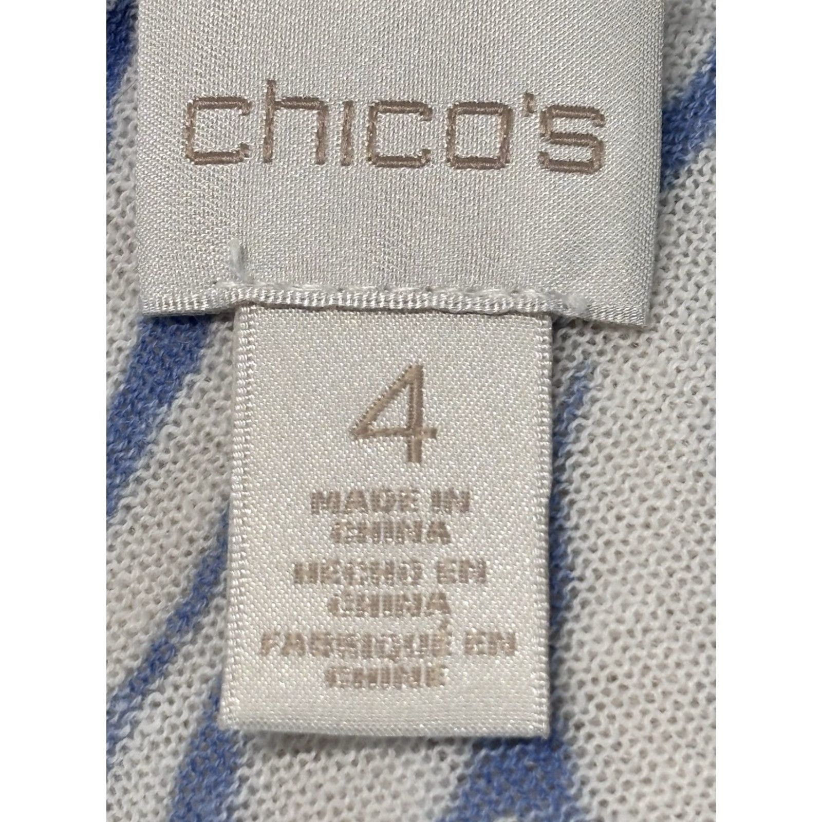 Vintage Chico's Coastal Cardigan Women 2XL Linen Blend Zebra White Blue Womens Size XXL / US 16-18 / IT 52-54 - 7 Thumbnail