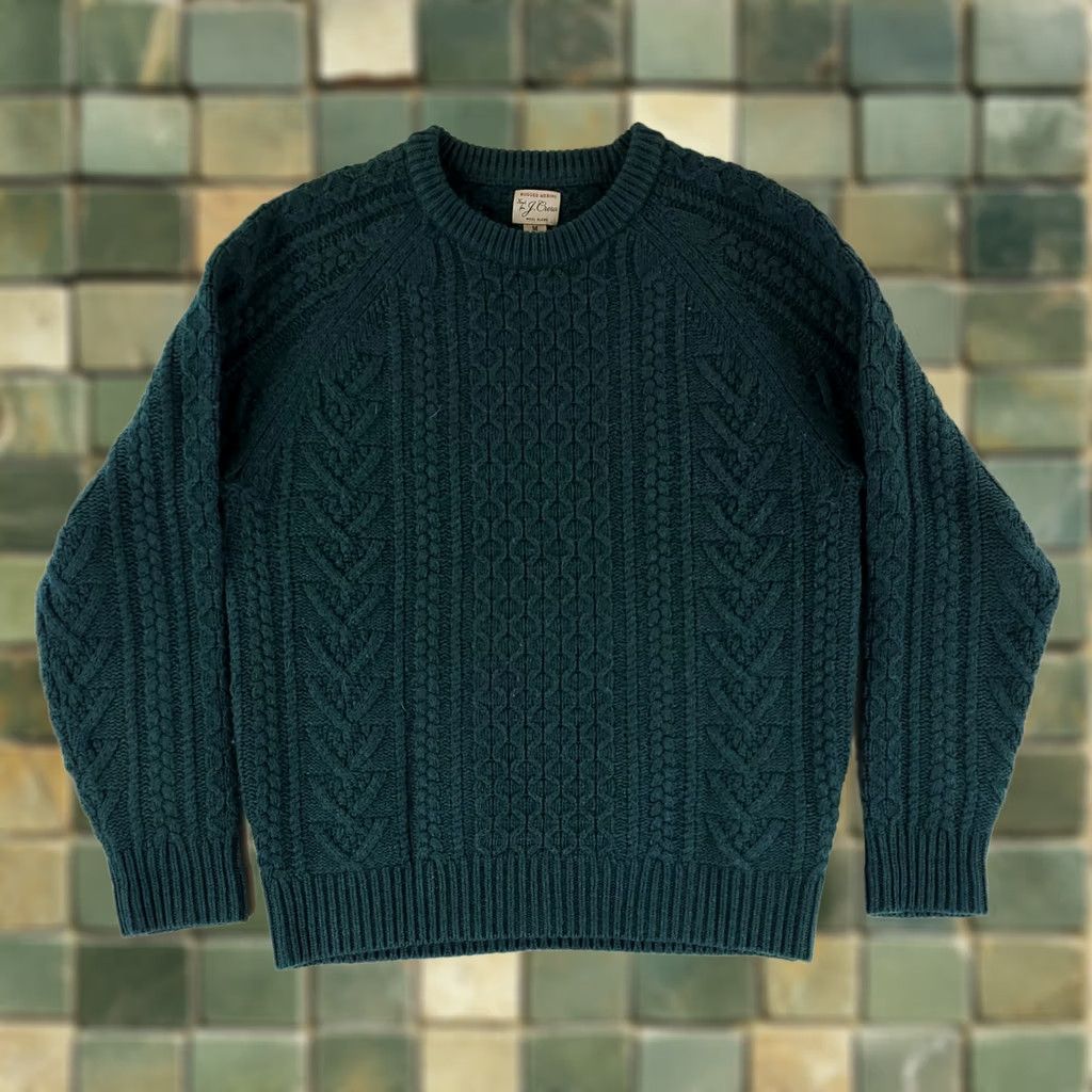 J.Crew VINTAGE J.CREW Sweater Cable Knit Wool Blend Green Blue Mens M Pullover Men Green Wool Blend Cable Knit Sweater M Size US M / EU 48-50 / 2 - 1 Thumbnail