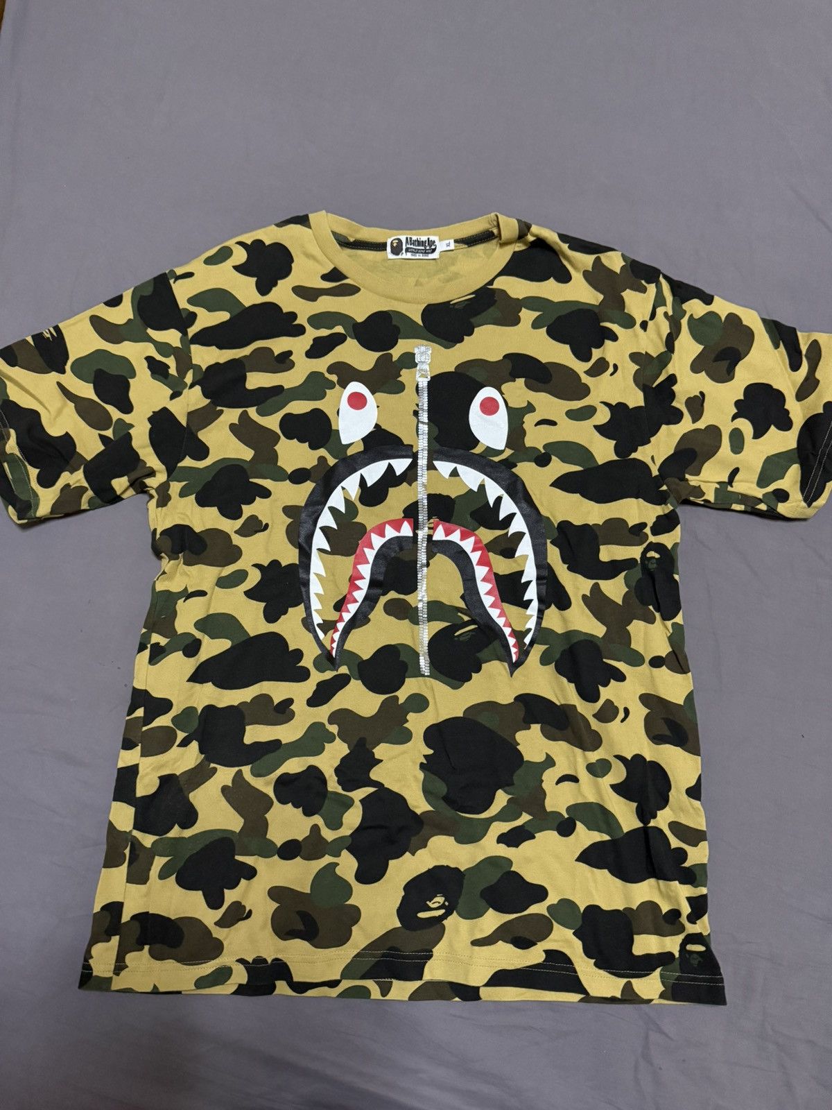 Bape bape yellow camo shark tee T-shirt Size US XL / EU 56 / 4 - 1 Thumbnail