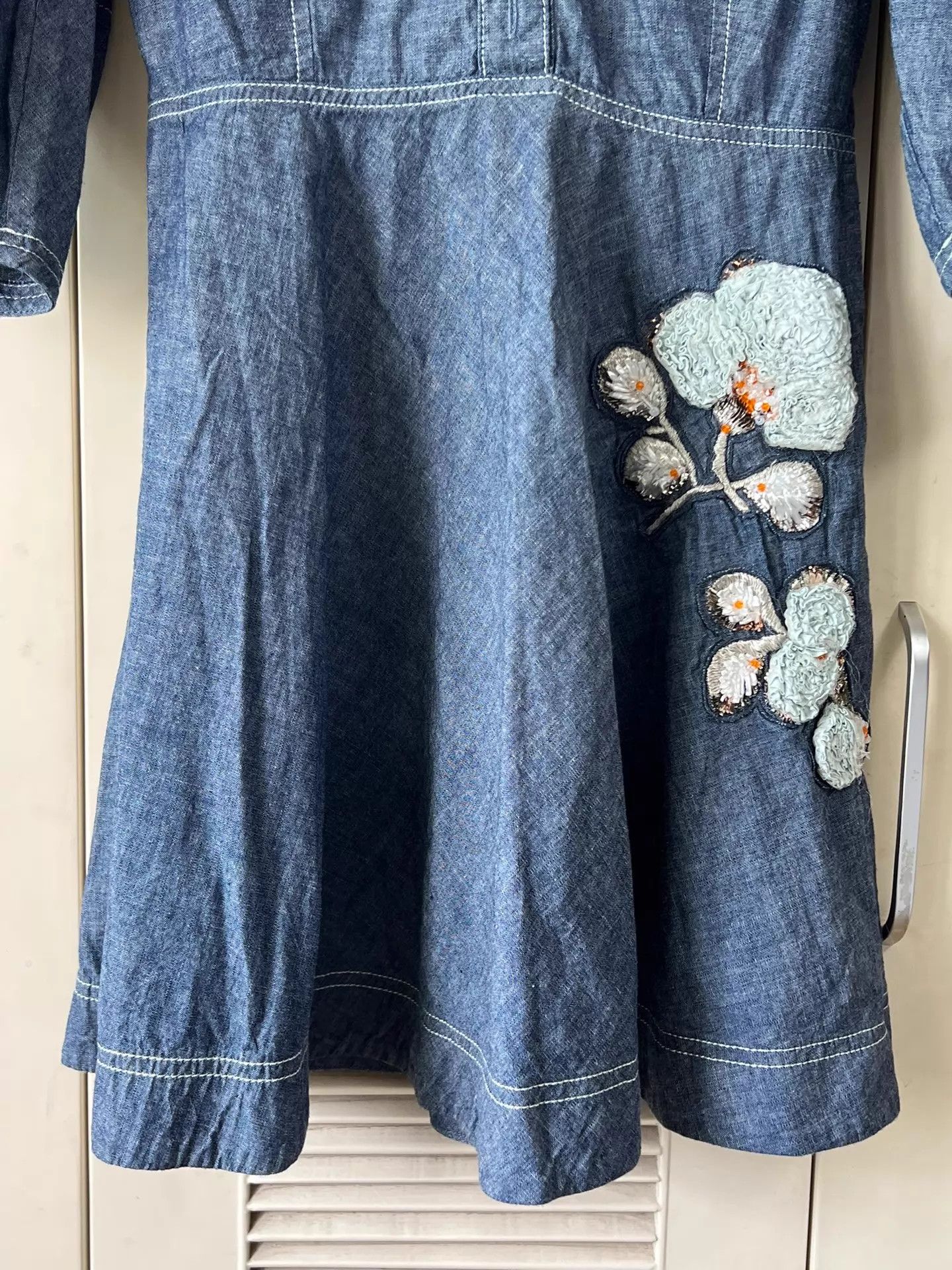 Dior Dior Women's Denim Dress 38 Floral Embroidery Size S / US 4 / IT 40 - 5 Thumbnail