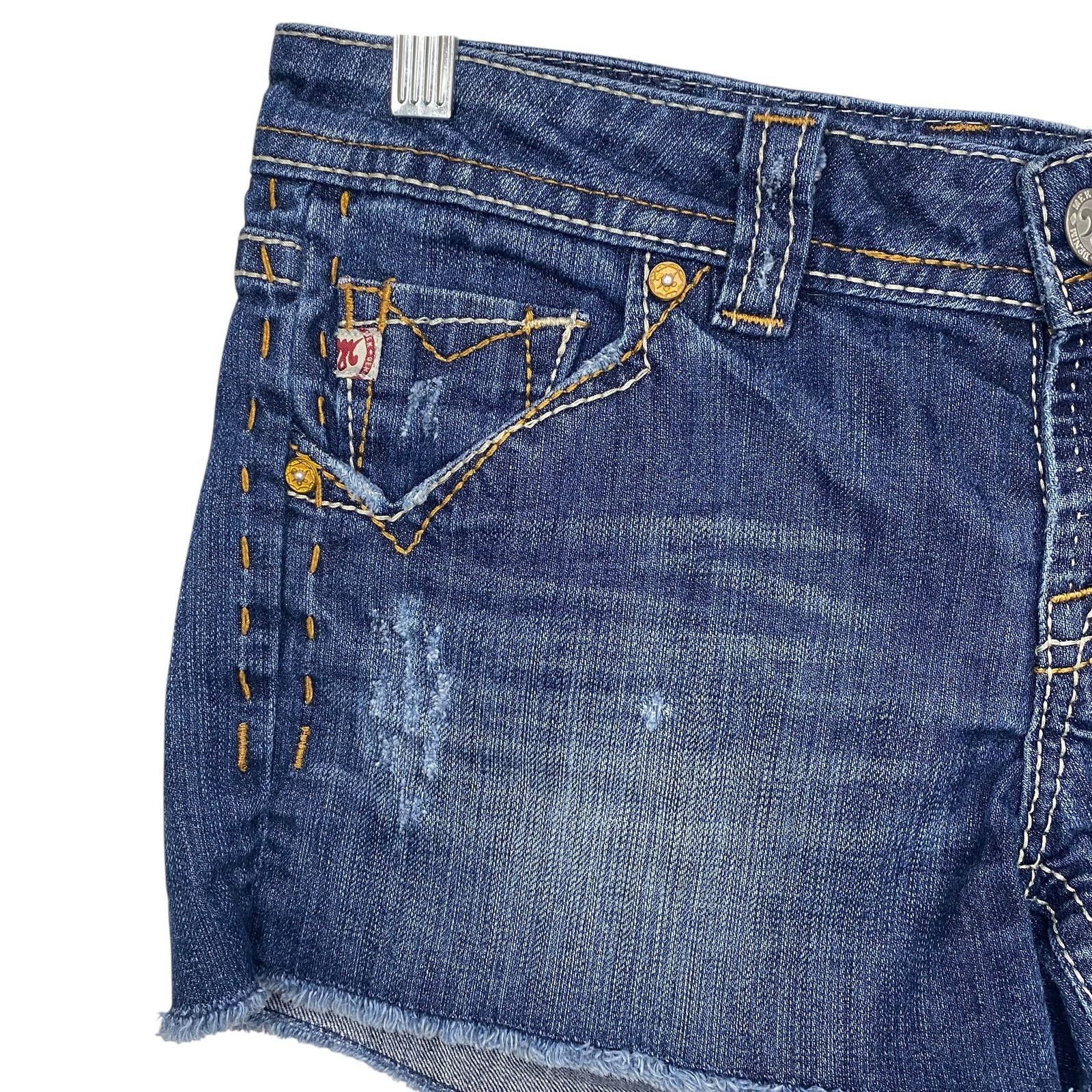 Mek Denim VTG Y2K Mek Denim Distressed Embroidered Jean Shorts Size 28" / US 6 / IT 42 - 4 Thumbnail