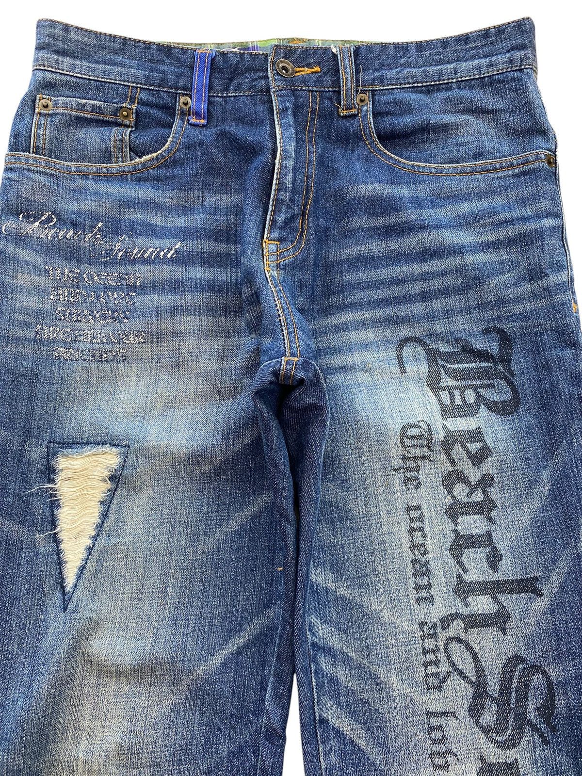 Japanese Brand Japanese Brand Faded Wash Whiskered Style Straight Leg Jeans Size US 31 - 2 Thumbnail