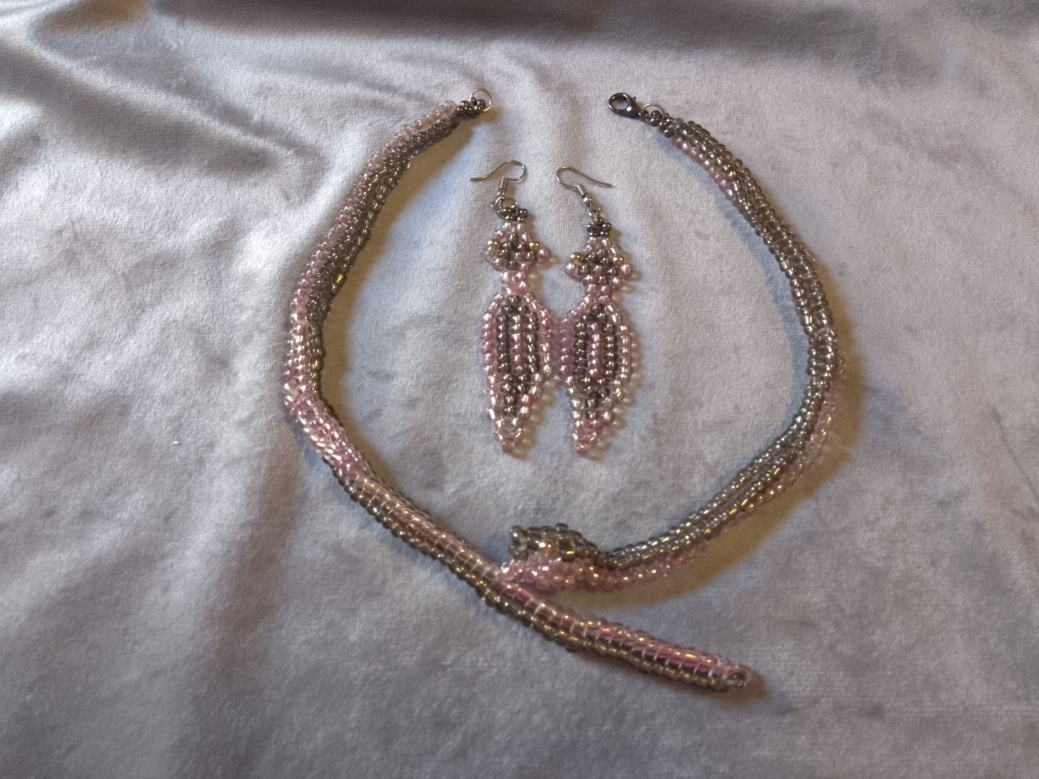 Handmade Necklace Snake shape metallic glass. Earrings Size ONE SIZE - 3 Thumbnail