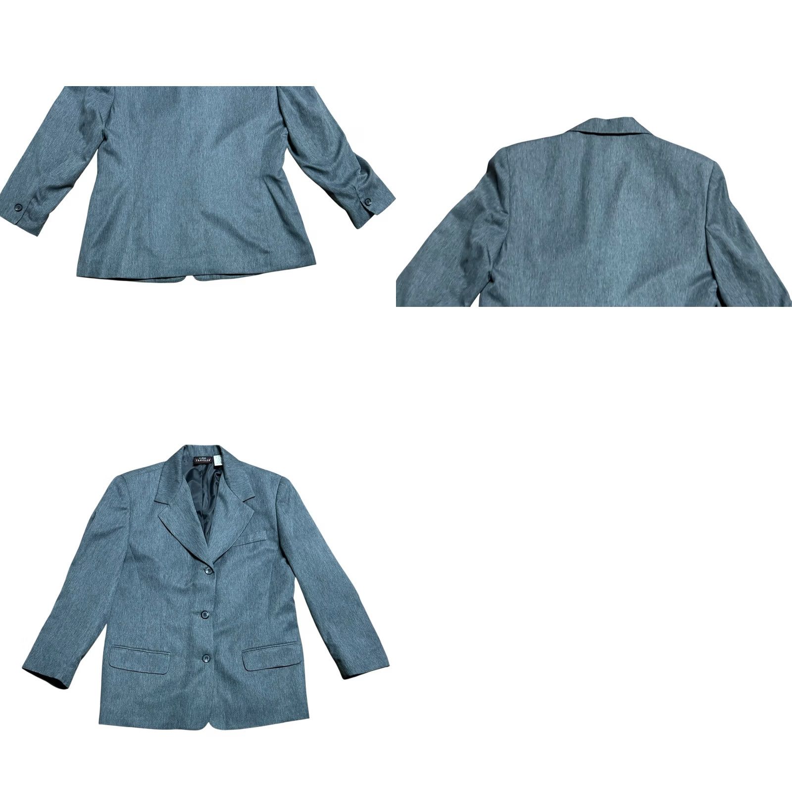 Vintage VINTAGE L.L. Bean Traveler Women's Gray Blazer 14 Petite 3 Button 100% Polyester Blazer Women Petite Gray 90s Classic Preppy Travel Men's? Size XL / US 12-14 / IT 48-50 - 10 Thumbnail