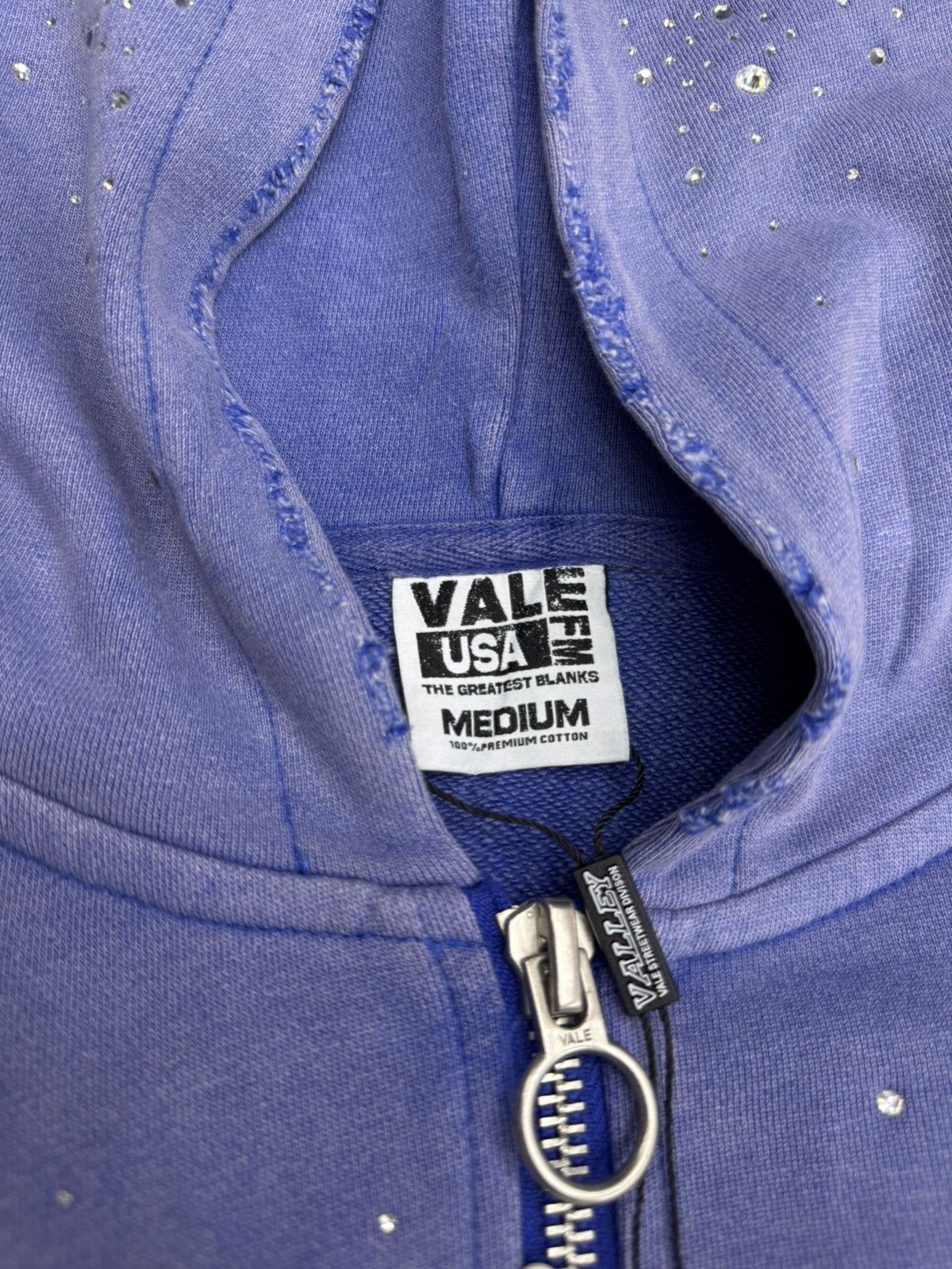Vale Valley Hoodie Stone Zip Up Blue Crystals Size Medium (NEW) Size US M / EU 48-50 / 2 - 12 Thumbnail