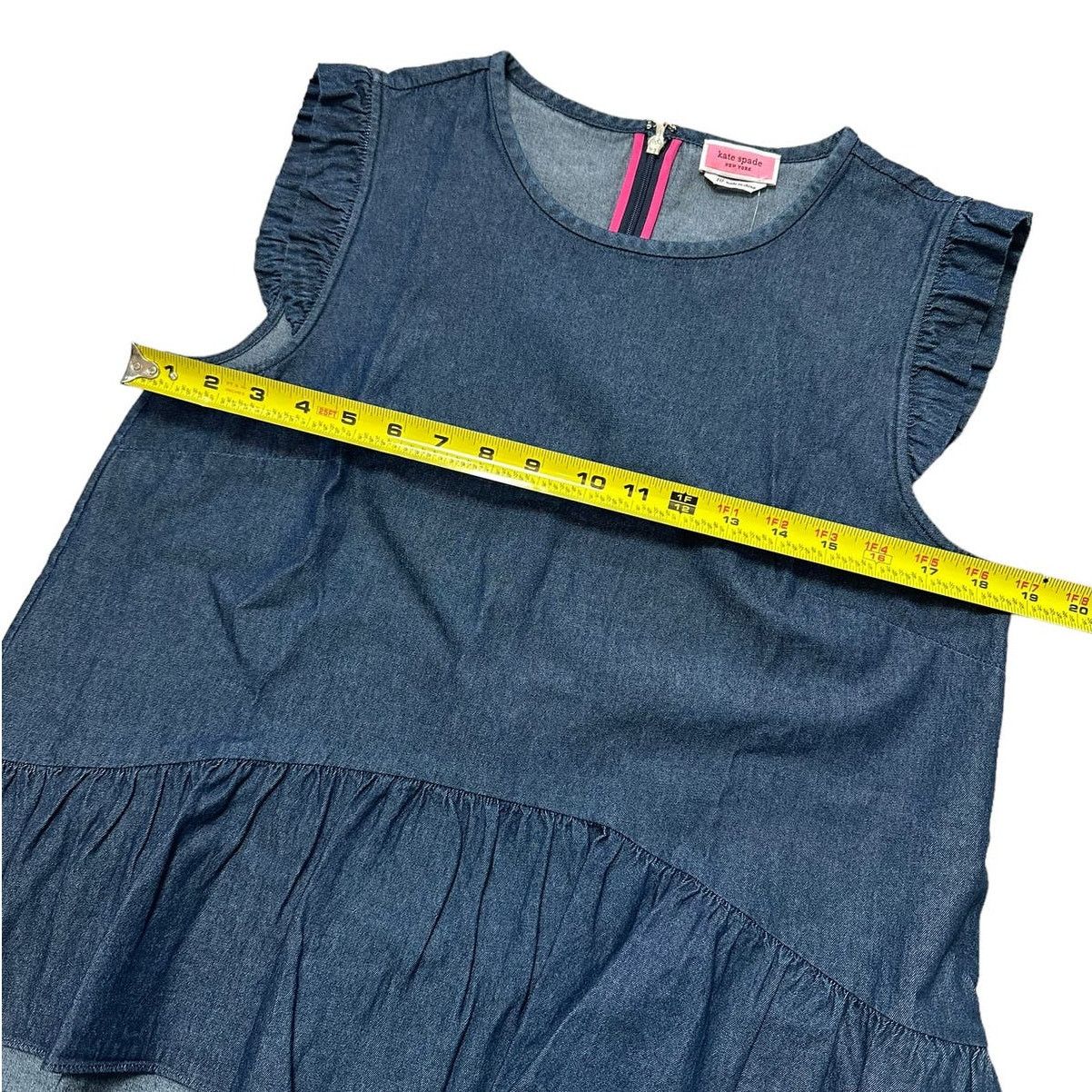 Kate Spade Kate Spade Chambray Flounce Top size 10 Casual Indigo Size L / US 10 / IT 46 - 6 Thumbnail