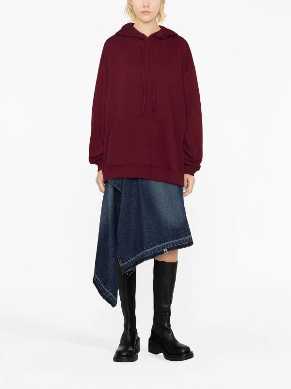 image of Avant Garde x Maison Margiela ds! Ss23 Maison Margiela Logo Burgundy Oversized Hoodie, Women's (Siz