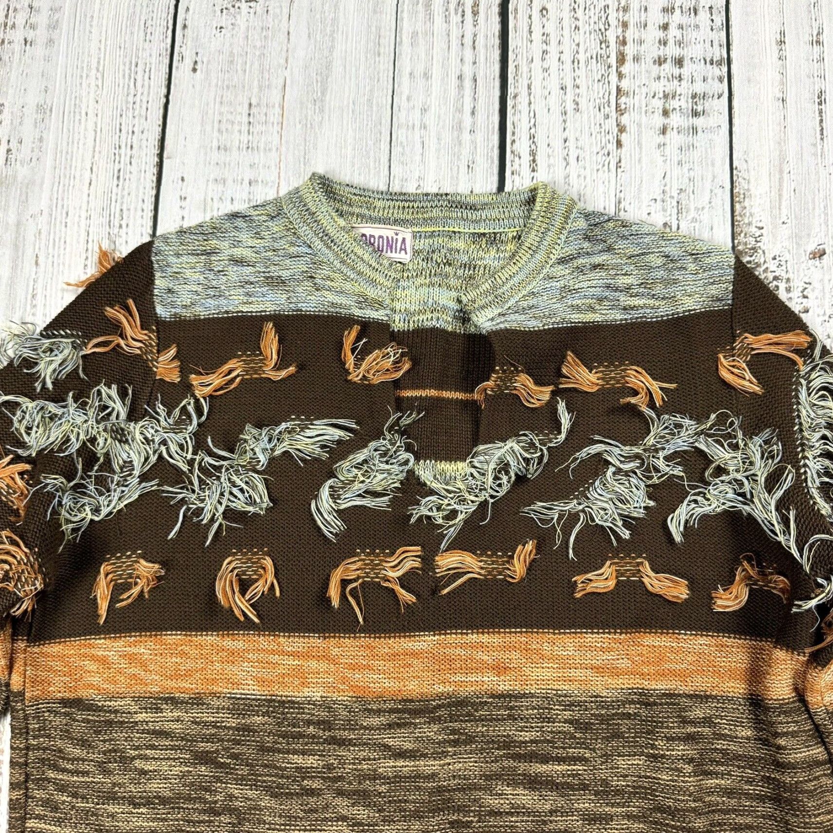 Vintage VINTAGE Coronía Boho Sweater Women M Flared Sleeve Floral Knit 60s 70s Hippy Festival Size M / US 6-8 / IT 42-44 - 2 Thumbnail