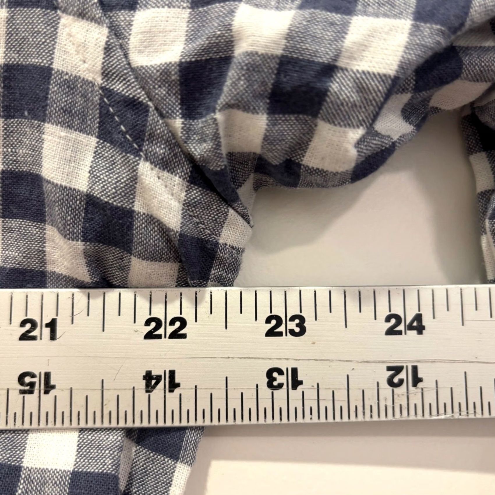 J.Crew J.Crew Mens Slim Cotton Linen Gingham Button Down Shirt Navy Blue White Large Size US L / EU 52-54 / 3 - 5 Thumbnail