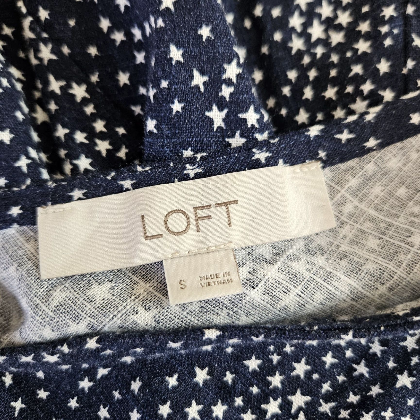 Loft VINTAGE? Ann Taylor LOFT Womens Dress Tank Dress Sleeveless Blue White Stars Rayon Linen S Small Womens Short Size S / US 4 / IT 40 - 5 Thumbnail
