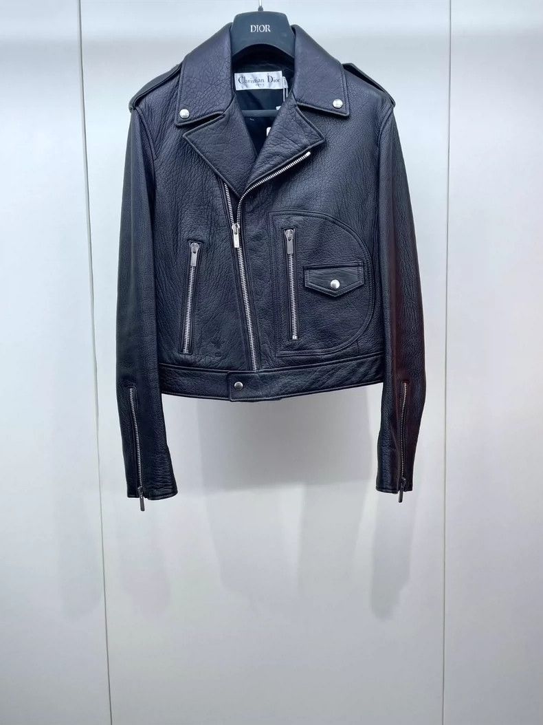 Dior Dior Embroidered studded motorcycle leather jacket 2504-Ne Size XXS / US 00 / IT 34 - 1 Thumbnail