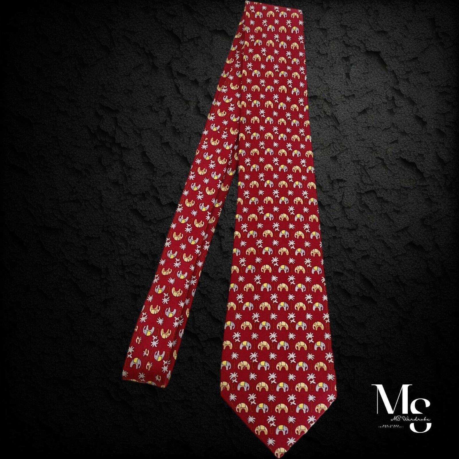 Jim Thompson JIM THOMPSON Elephant & Tree Print Luxury Designer Silk Tie Size ONE SIZE - 7 Thumbnail