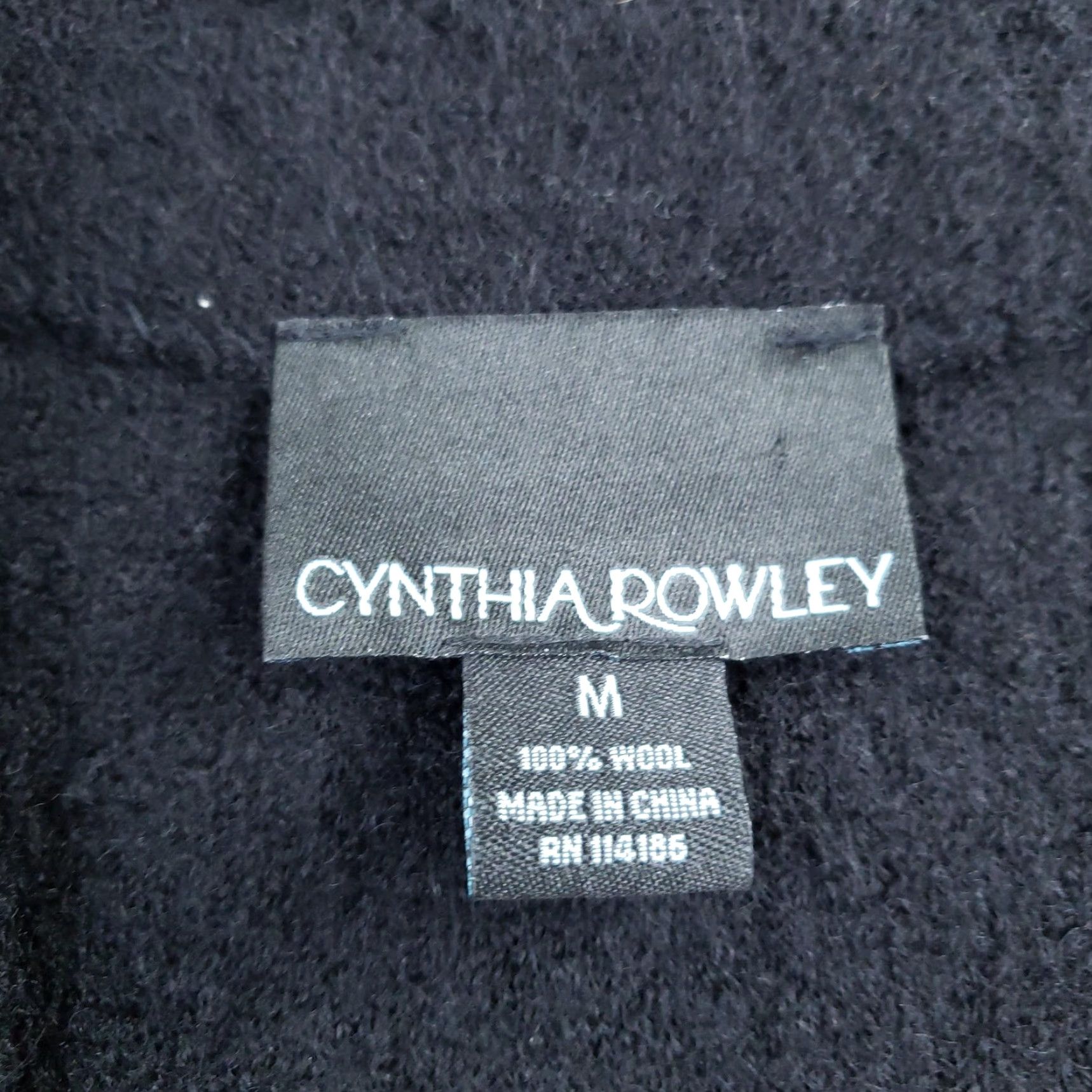 Cynthia Rowley Cynthia Rowley Cardigan Women Medium Black Wool Floral Belted Crochet Open Front V-Neck Sweater Size M / US 6-8 / IT 42-44 - 6 Thumbnail