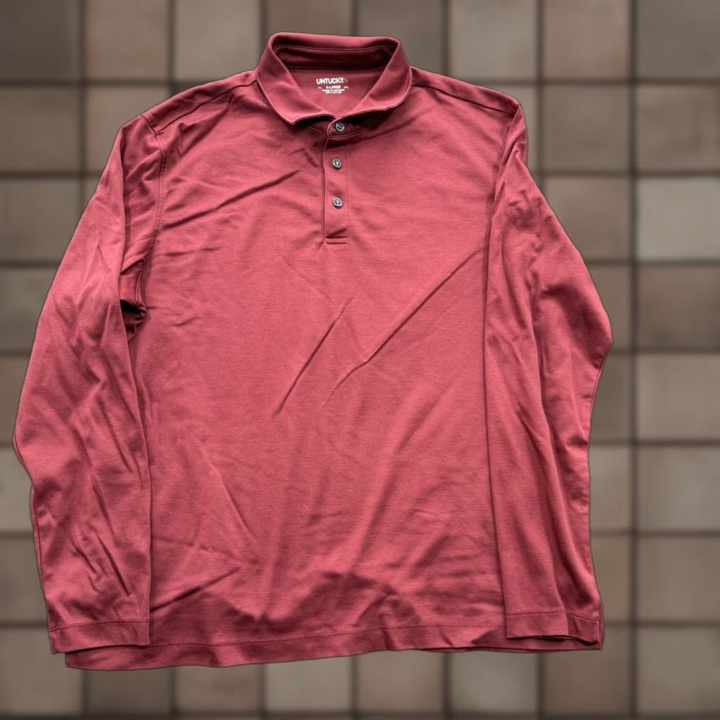 UNTUCKit UNTUCKit Polo Shirt Men XL Red Cotton Performance Long Sleeve Golf Golfing Shirt Size US XL / EU 56 / 4 - 1 Thumbnail