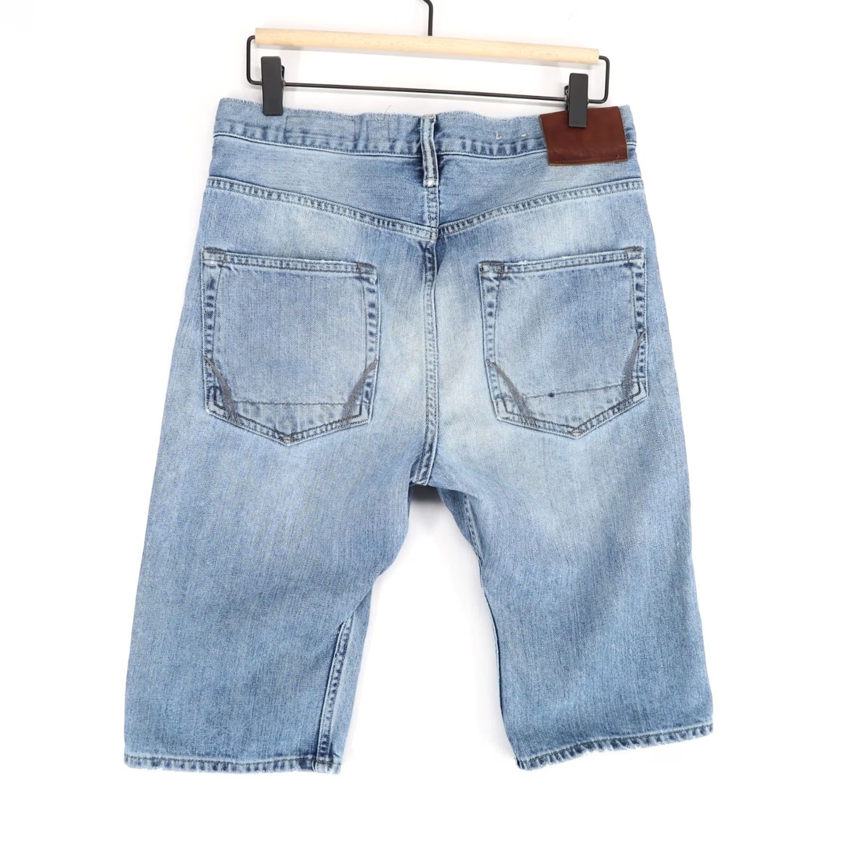 Allsaints AllSaints Mens Savage Fuse Jean Shorts 30 Blue Button Fly Distressed Denim Size US 30 / EU 46 - 2 Thumbnail