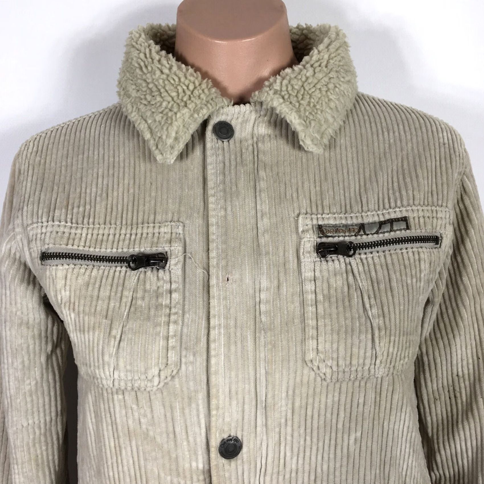 Quiksilver VINTAGE Quiksilver Jacket 10 Cotton Corduroy Sherpa Lining Beige Women Short Sleeve Button Down Collared Fall Winter Spring Regular Mens Womens Size L / US 10 / IT 46 - 3 Thumbnail