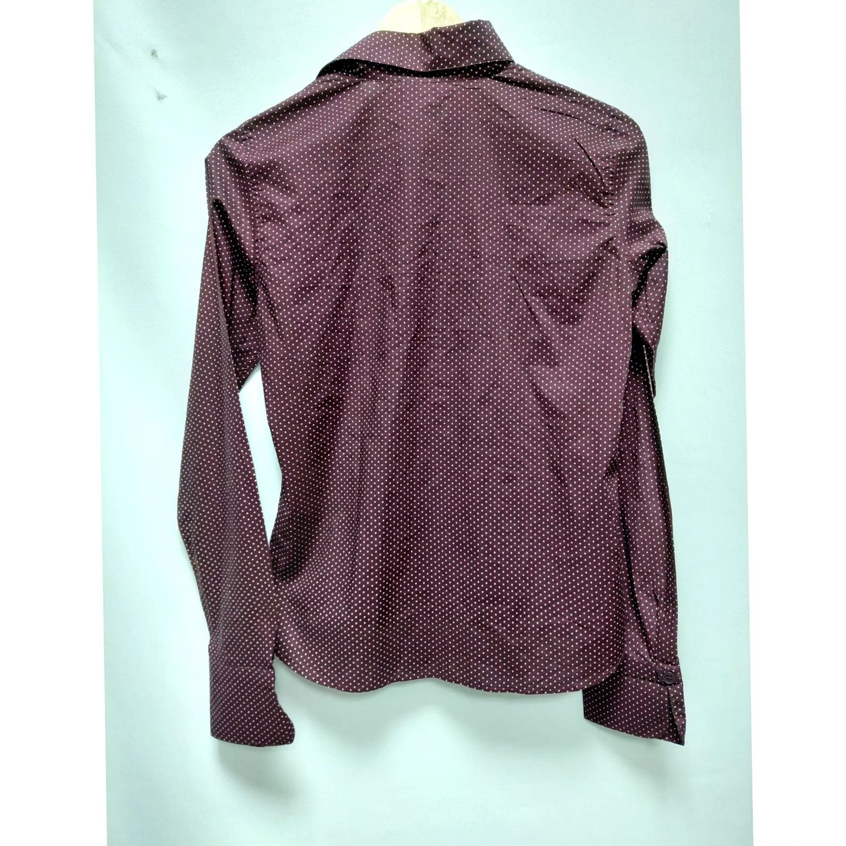Vintage agnèS b. PARIS Burgundy Long Sleeve Cotton Button-Up Shirt Size 36 Size XS / US 0-2 / IT 36-38 - 2 Thumbnail