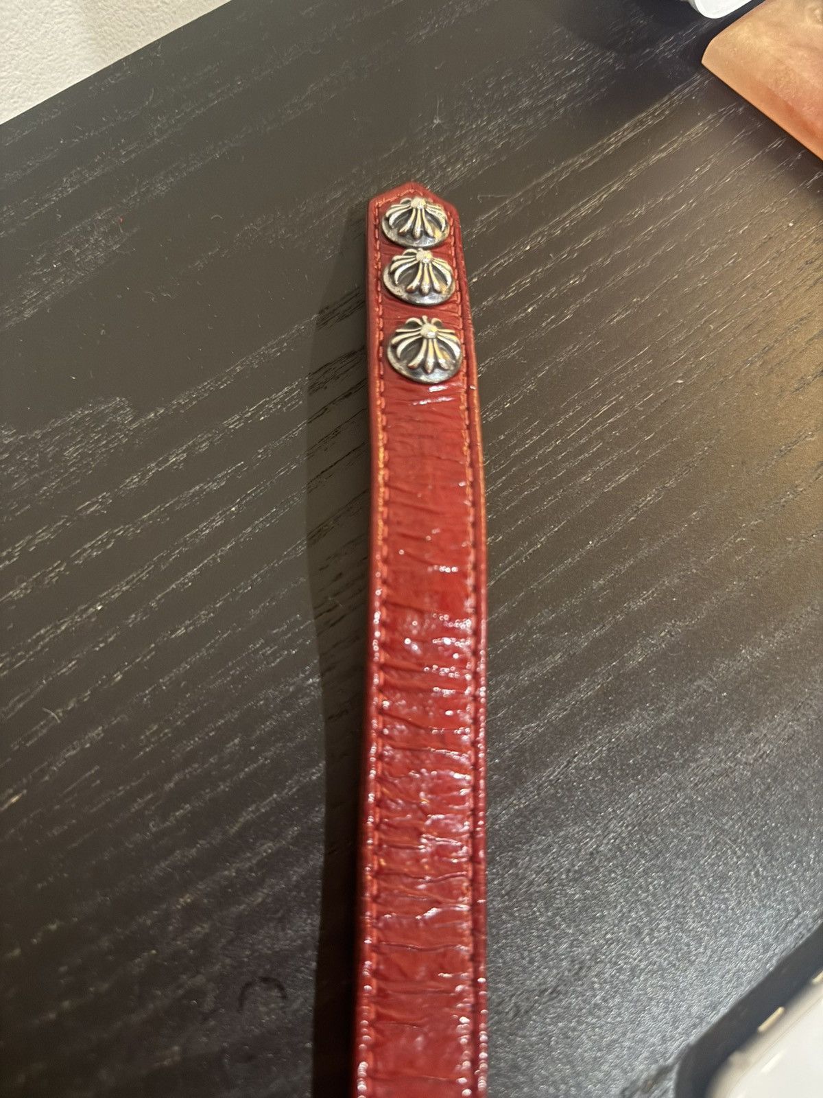 Chrome Hearts Chrome Hearts Leather Snap Bracelet Patent Red Size ONE SIZE - 6 Thumbnail