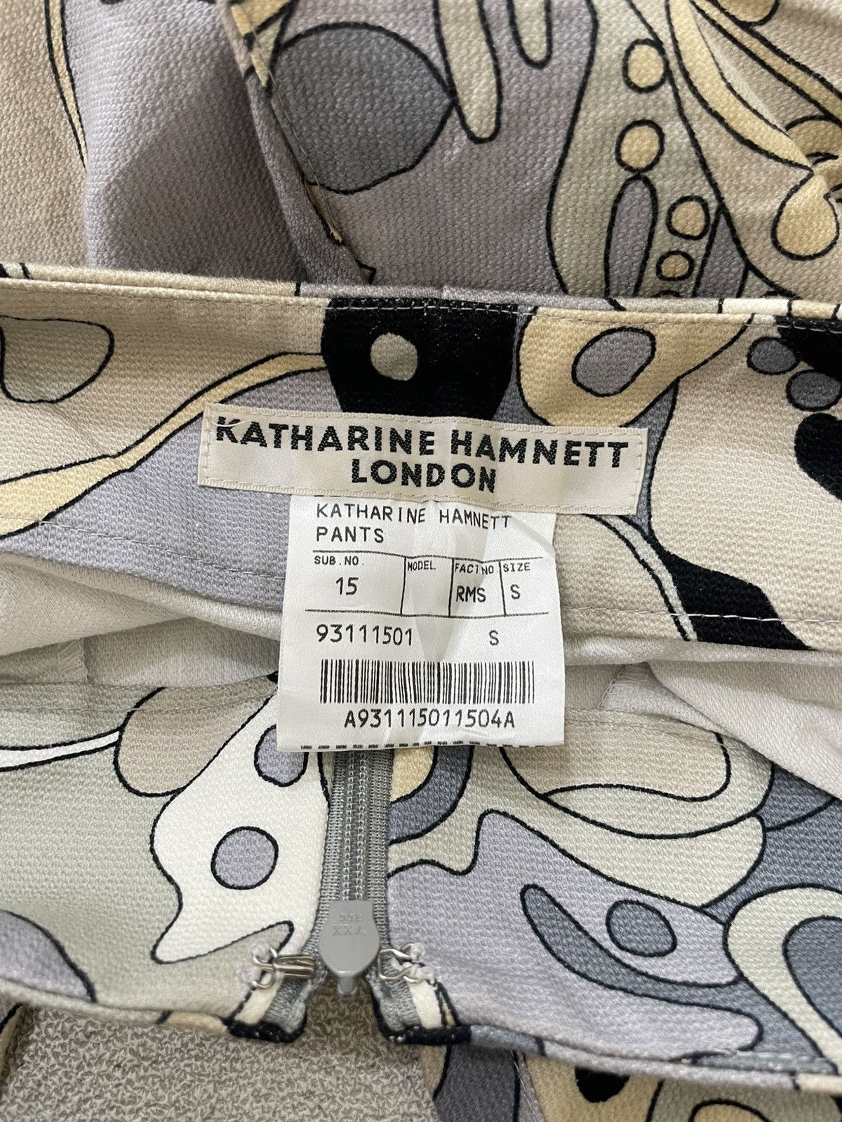 Katharine Hamnett London Katharine Hamnet archive Abstract Pattern Flare Pants Y2K Size 26" / US 2 / IT 38 - 7 Thumbnail