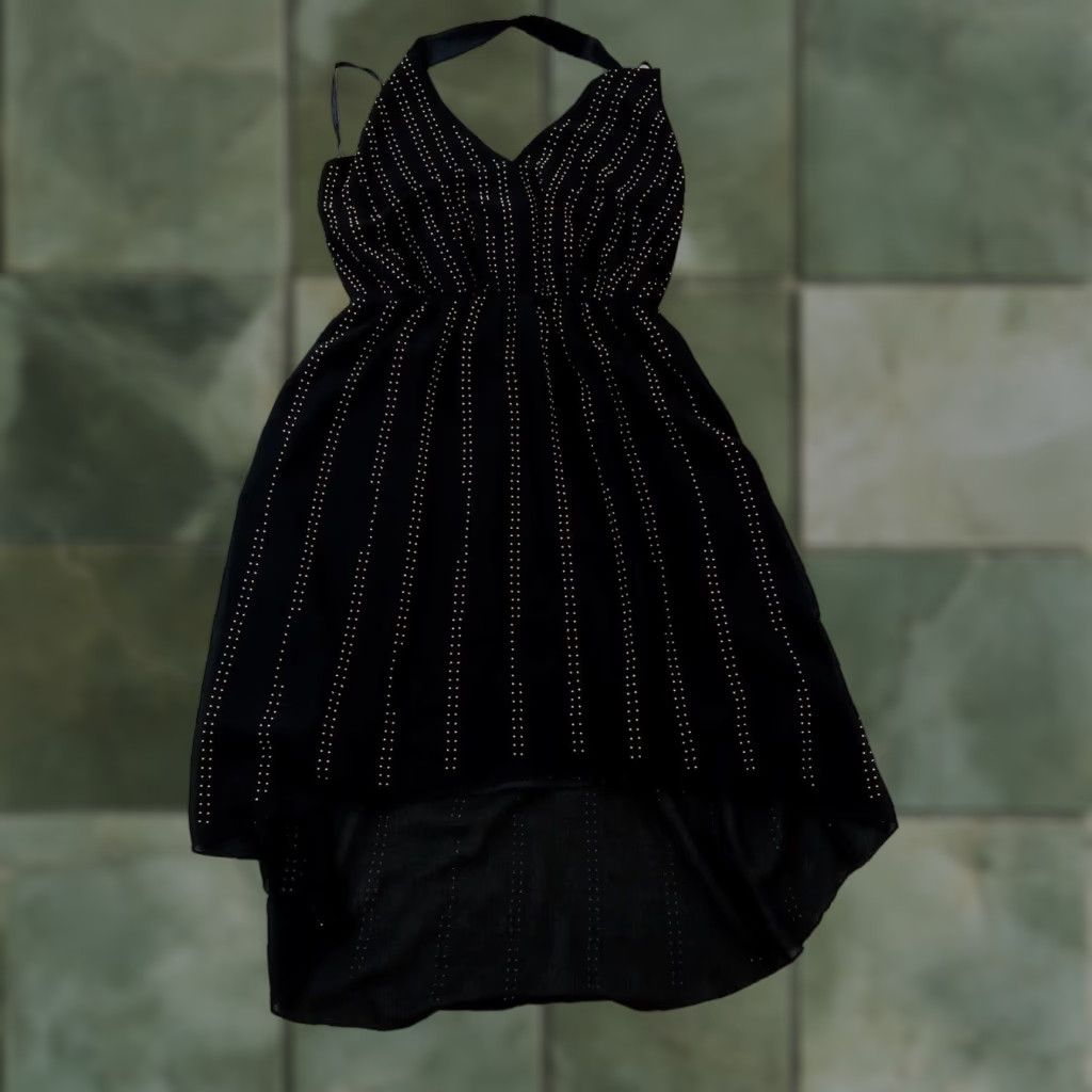 Bebe Dress Womens Small Black V Neck A-Line Halter Neck Sheer Rhinestones -  ilac.rochib.com