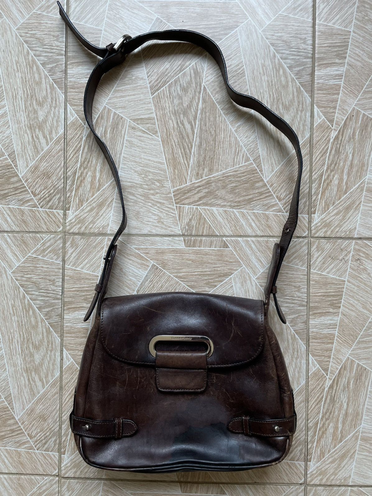 Retro Vintage Claudio Ferrici Leather Brown Shoulder Bag