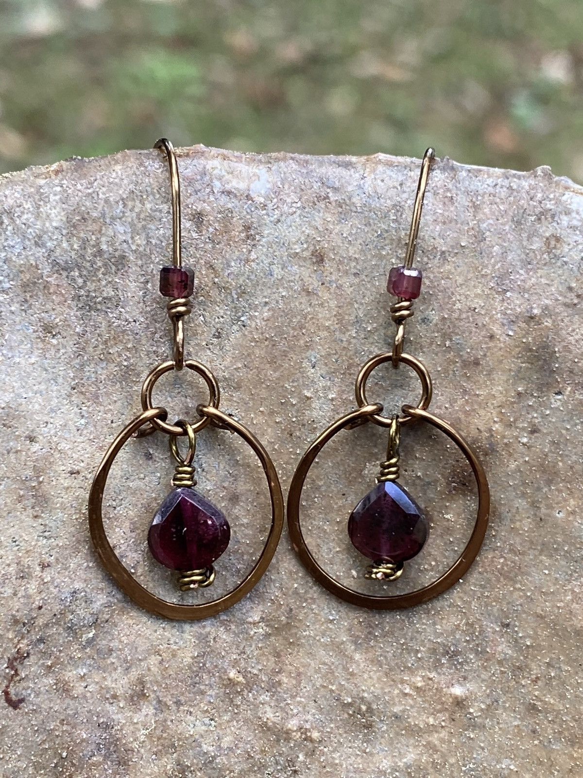 Handmade Garnet Hoops Size ONE SIZE - 3 Thumbnail