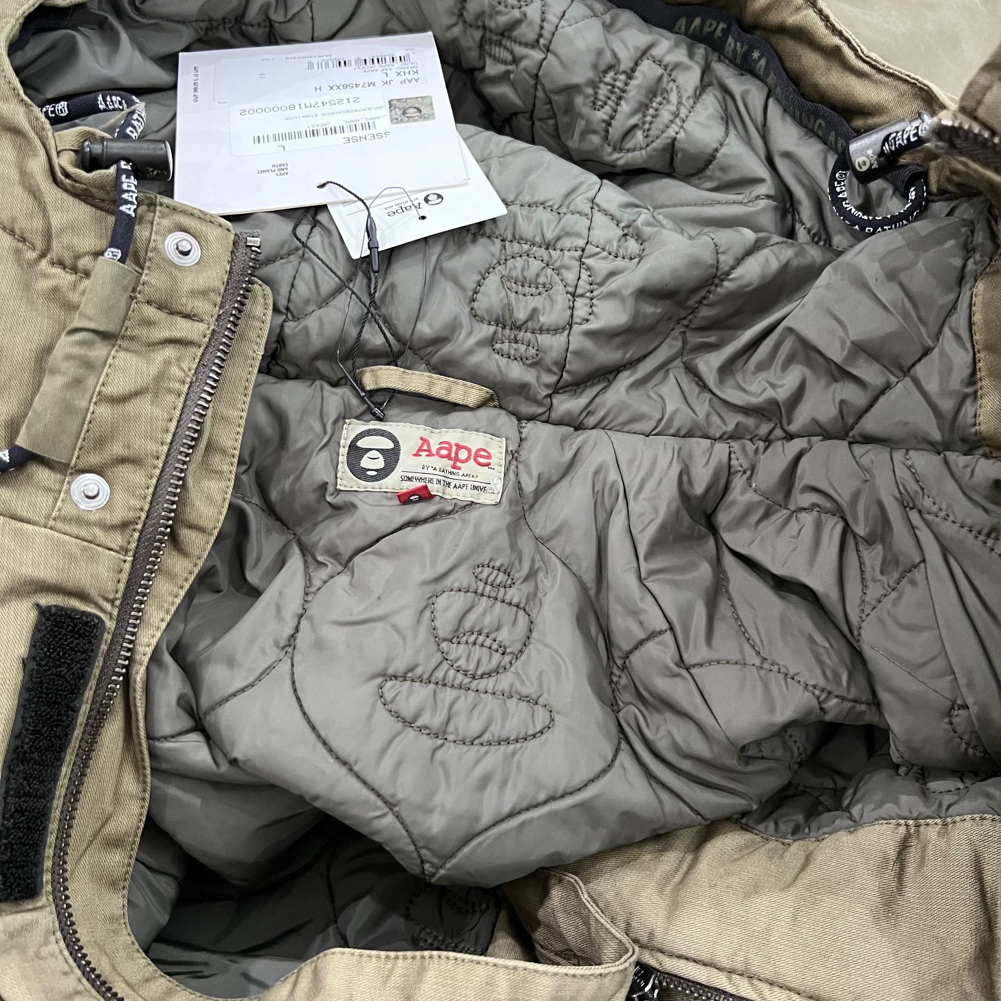 Aape Aape by A Bathing Ape Khaki Bomber Jacket - Quilted Lining Size US L / EU 52-54 / 3 - 13 Thumbnail