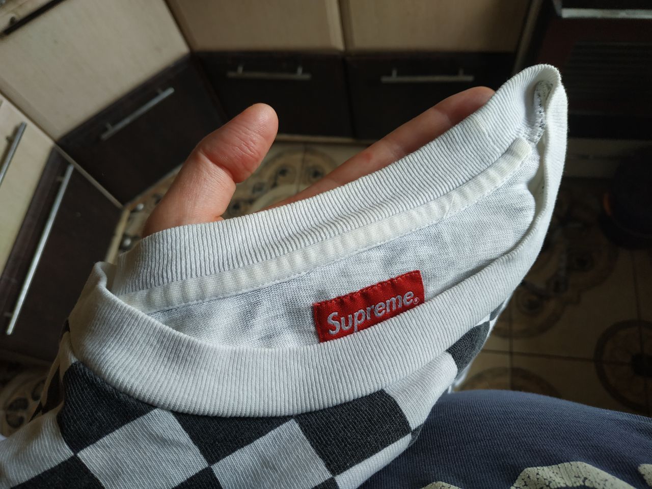 Supreme Supreme Checkerboard Pocket Tee Black/White Small Box Logo Size US M / EU 48-50 / 2 - 19 Thumbnail