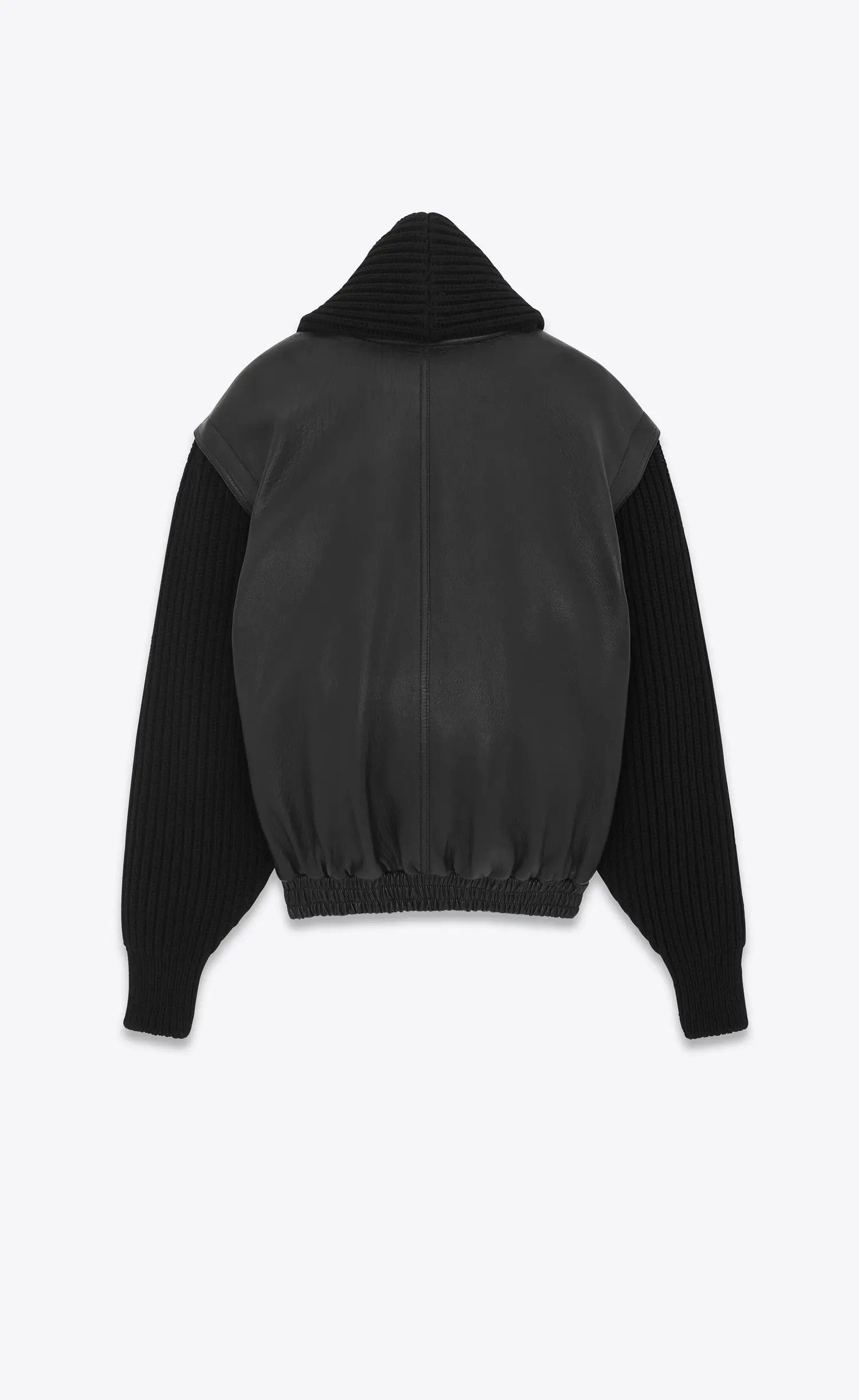 Saint Laurent Paris o1s1wg110925 Shawl-Neck Jacket in Lambskin and Ribbed Wool Size US M / EU 48-50 / 2 - 2 Thumbnail