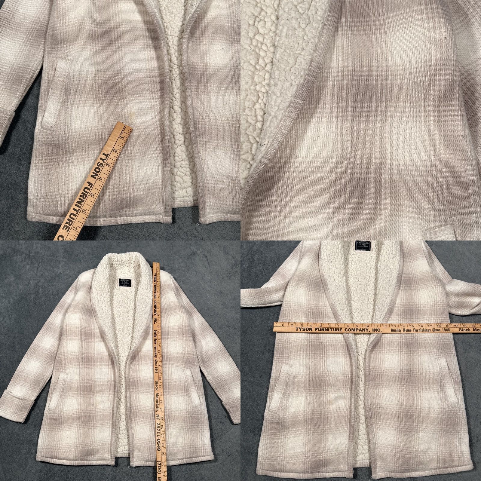 Abercrombie & Fitch Abercrombie & Fitch Cardigan Sweater Womens Small Sherpa Lined Open Front Plaid Size S / US 4 / IT 40 - 8 Thumbnail