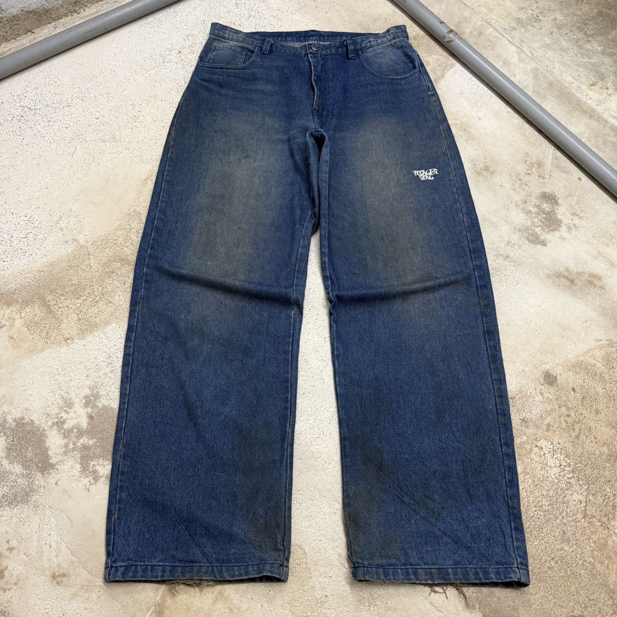 Japanese Brand Wide Leg Ballon Younger Sons Embroidery Denim Pants Size US 32 / EU 48 - 3 Thumbnail