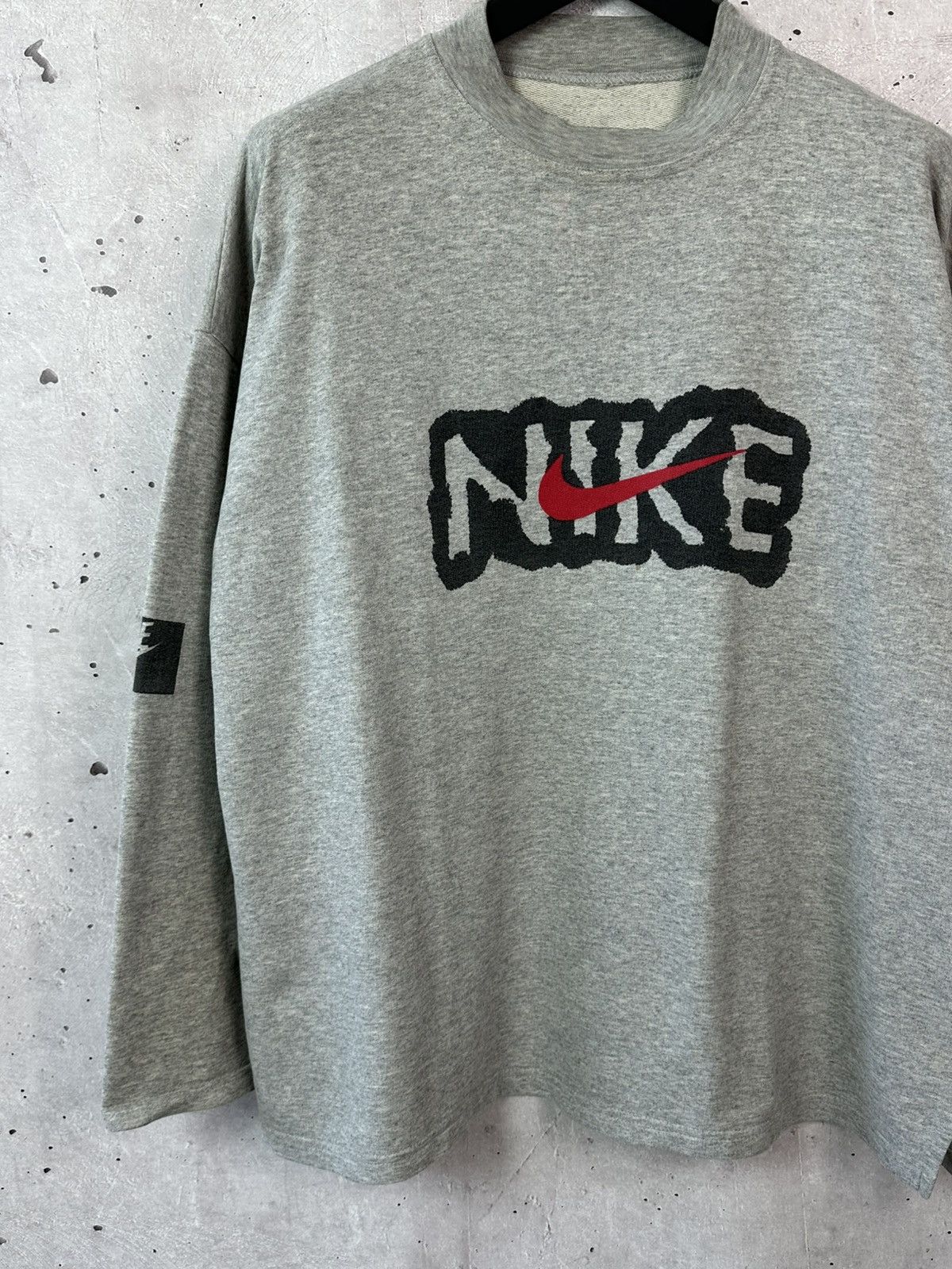 Nike Nike Vintage Swoosh Grey Crew Neck Cotton Sweatshirt Size US XL / EU 56 / 4 - 4 Thumbnail