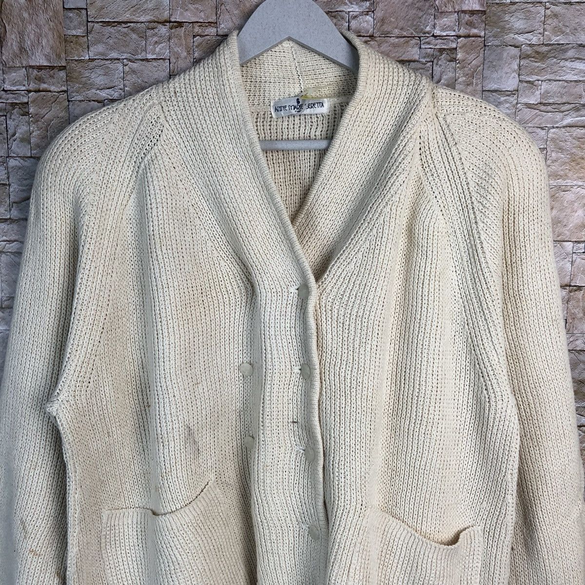 Homespun Knitwear × Japanese Brand Anne Marie Berretta White Knitwear cardigan #A289 Size L / US 10 / IT 46 - 5 Thumbnail