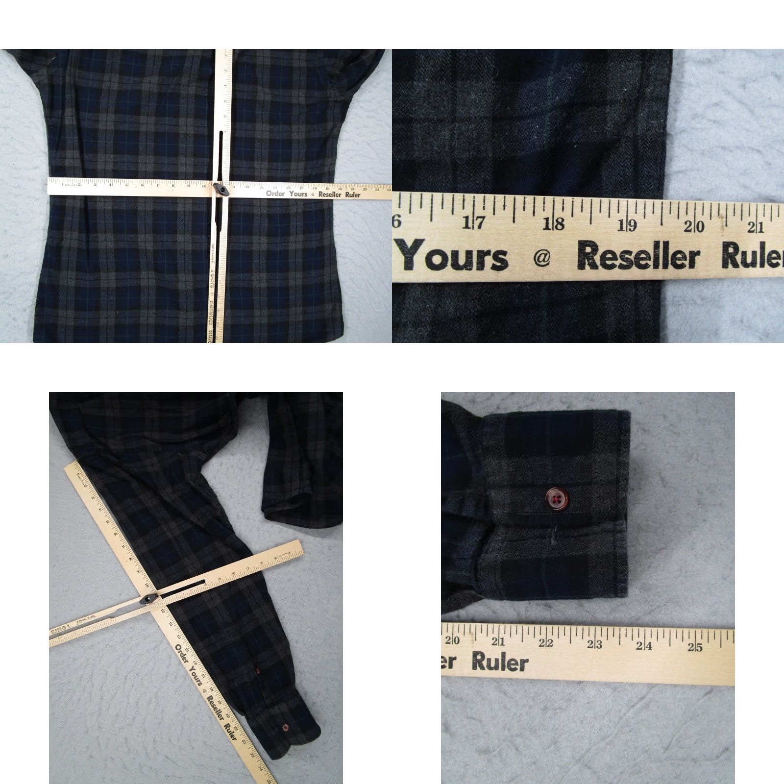 Vintage Tailors Keep San Francisco Men Plaid Flannel Shirt Navy Grey Made in USA Bespoke Size US M / EU 48-50 / 2 - 8 Thumbnail