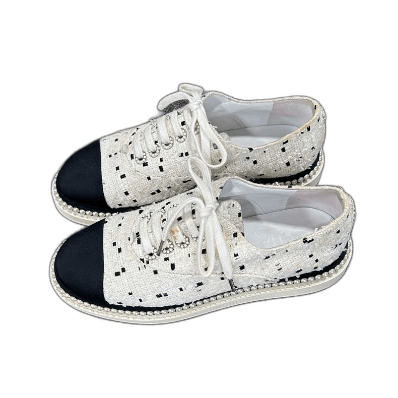 Chanel Chanel Pearl Cap Toe Sneakers Size US 7 / IT 37 - 1 Thumbnail