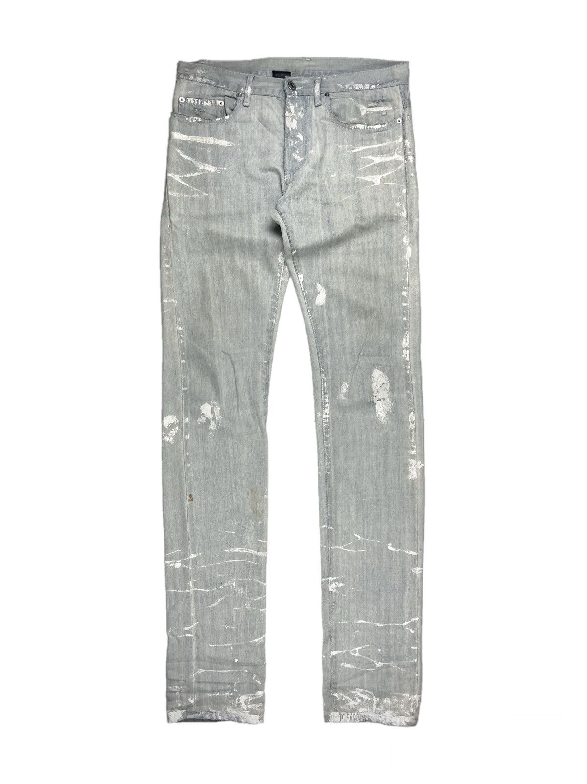 image of Aw09 Dior Homme Painted Grey Denim Jeans, Men's (Size 30)