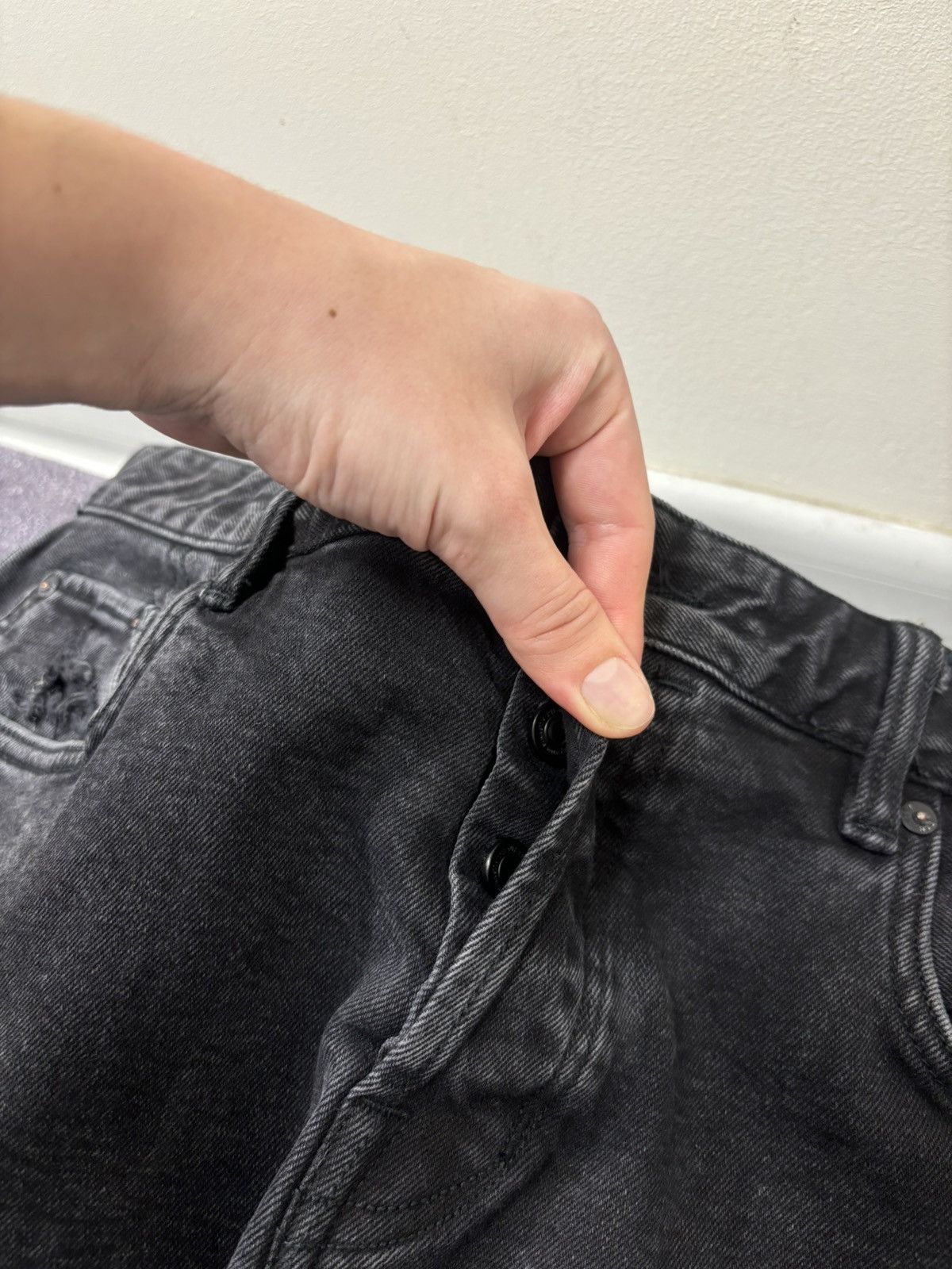 Allsaints AllSaints Cigarette Damaged Men’s Slim Tapered Denim Jeans Size US 33 - 10 Thumbnail