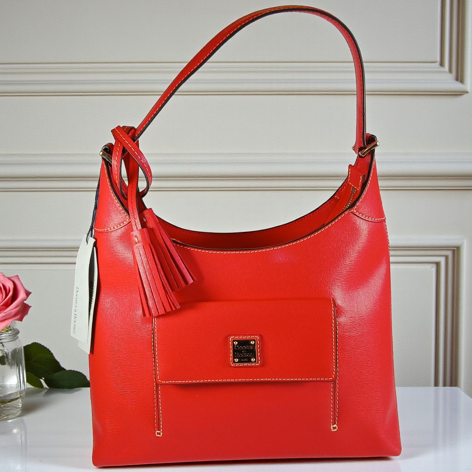 Dooney & Bourke Dooney & Bourke Red Saffiano Leather Hobo Bag w Dust Bag NWT Size ONE SIZE - 1 Thumbnail