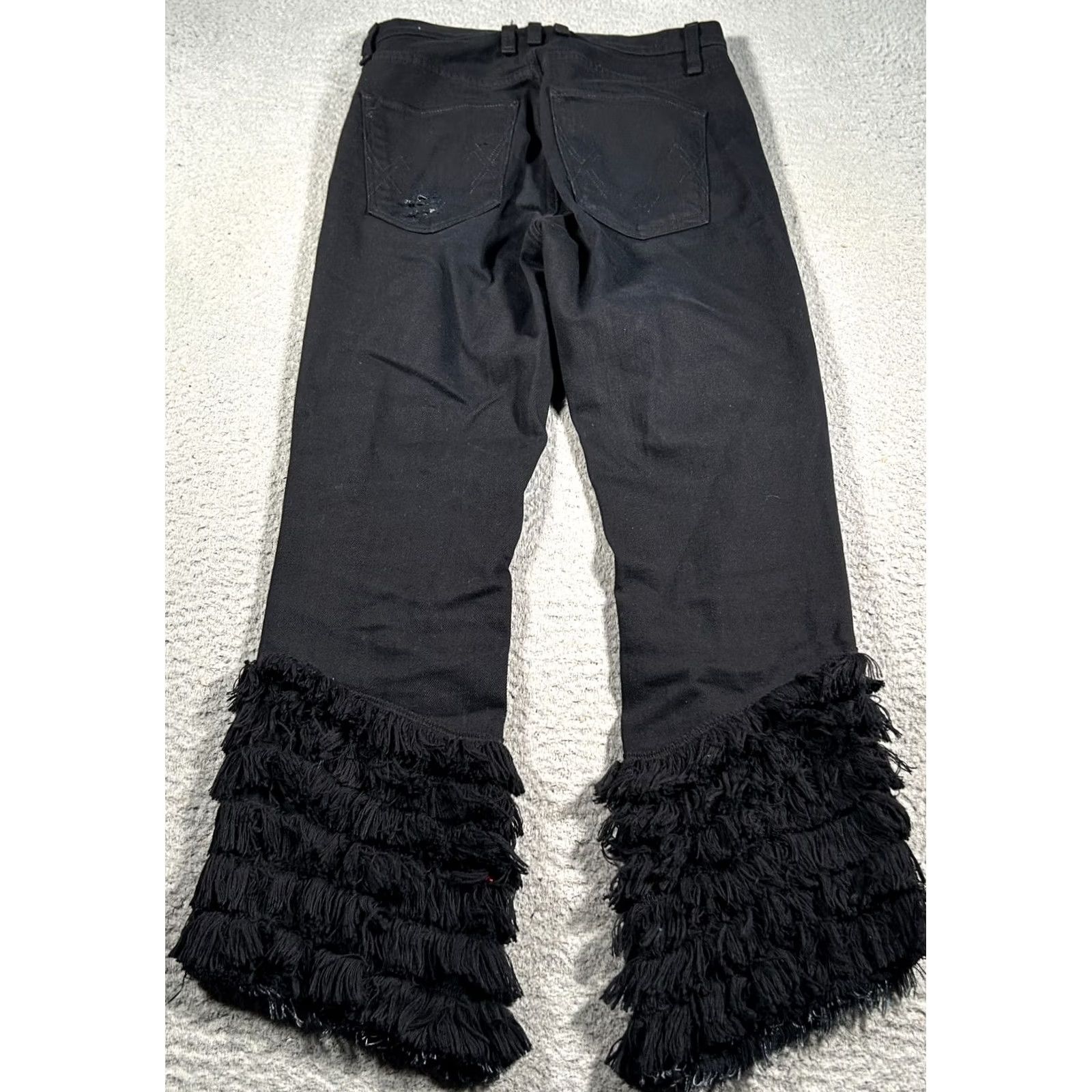 Vintage McGuire Jeans Womens 26x24 Black Cha Cha Fringe Cropped Mid Rise Jeans User: No Size 26" / US 2 / IT 38 - 2 Thumbnail