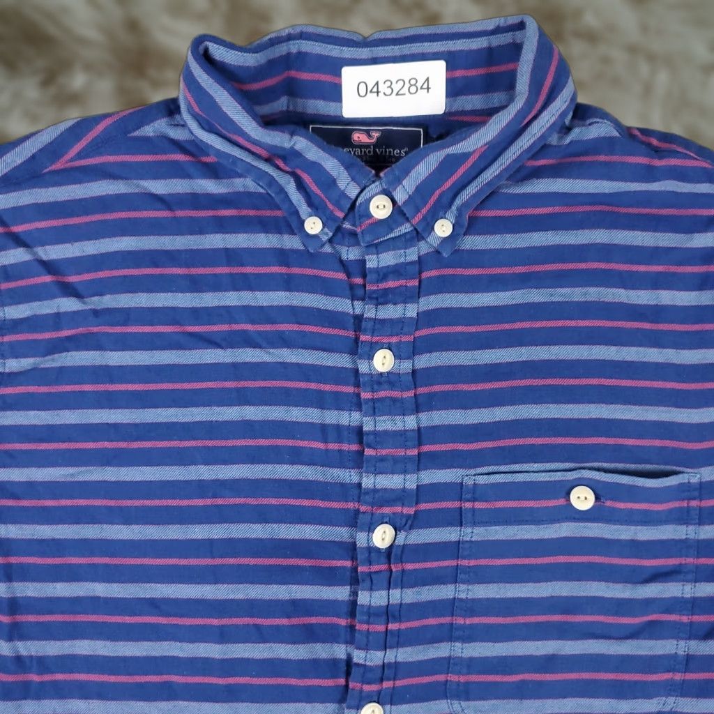 Vineyard Vines Vineyard Vines Shirt Mens Medium Blue Striped Whale Button-Down Short Sleeve Cotton Classic Preppy American Mens Size US M / EU 48-50 / 2 - 1 Thumbnail