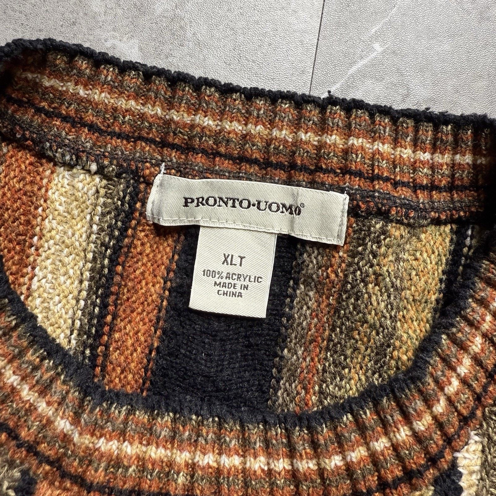 Pronto Uomo Vintage Coogi Style Cable Knit Earth Tone Sweater XLT Size US XL / EU 56 / 4 - 4 Thumbnail