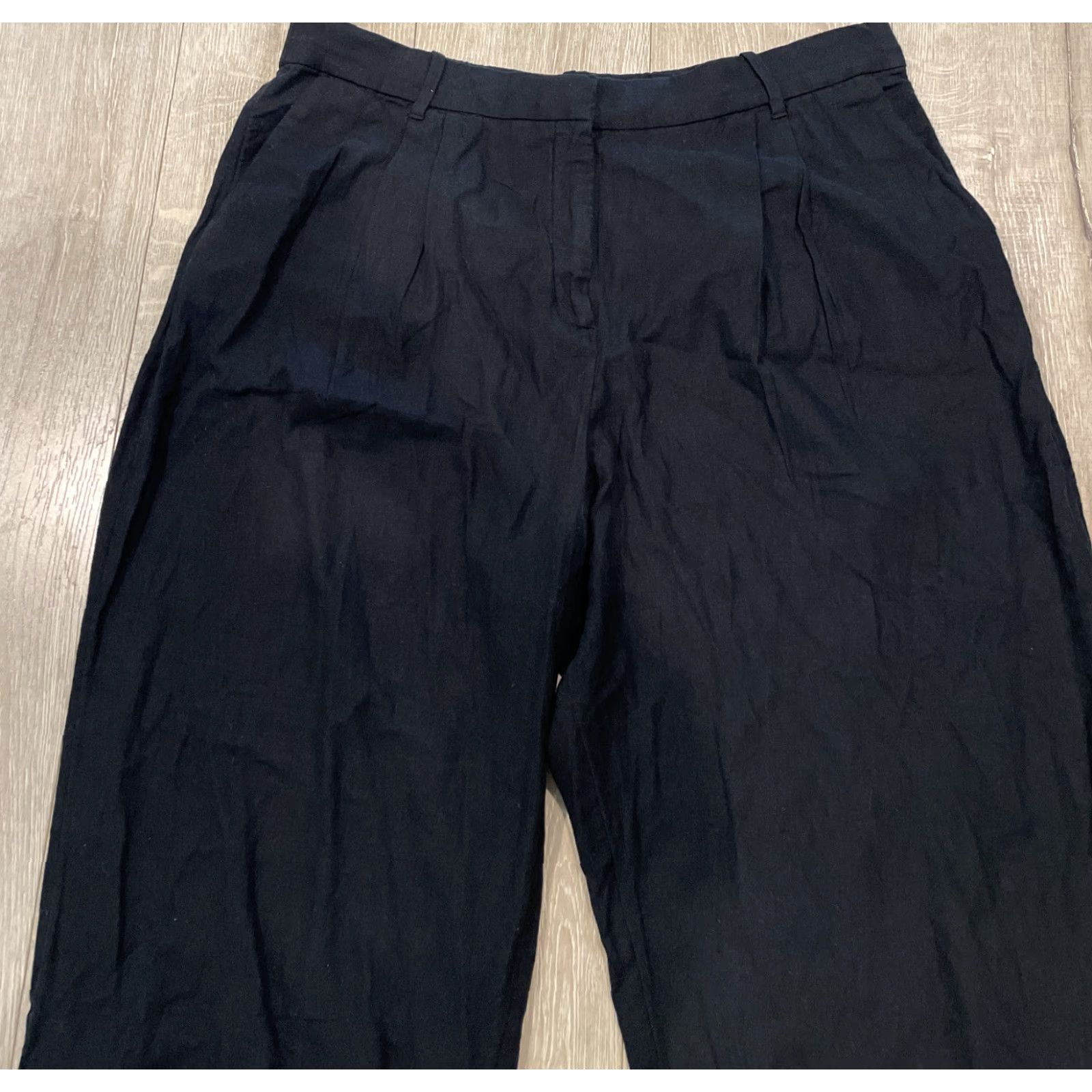 Abercrombie & Fitch Abercrombie & Fitch Womens Wide Leg Pants Black PXL Short Linen Blend Casual Size 40" / US 18 - 3 Thumbnail