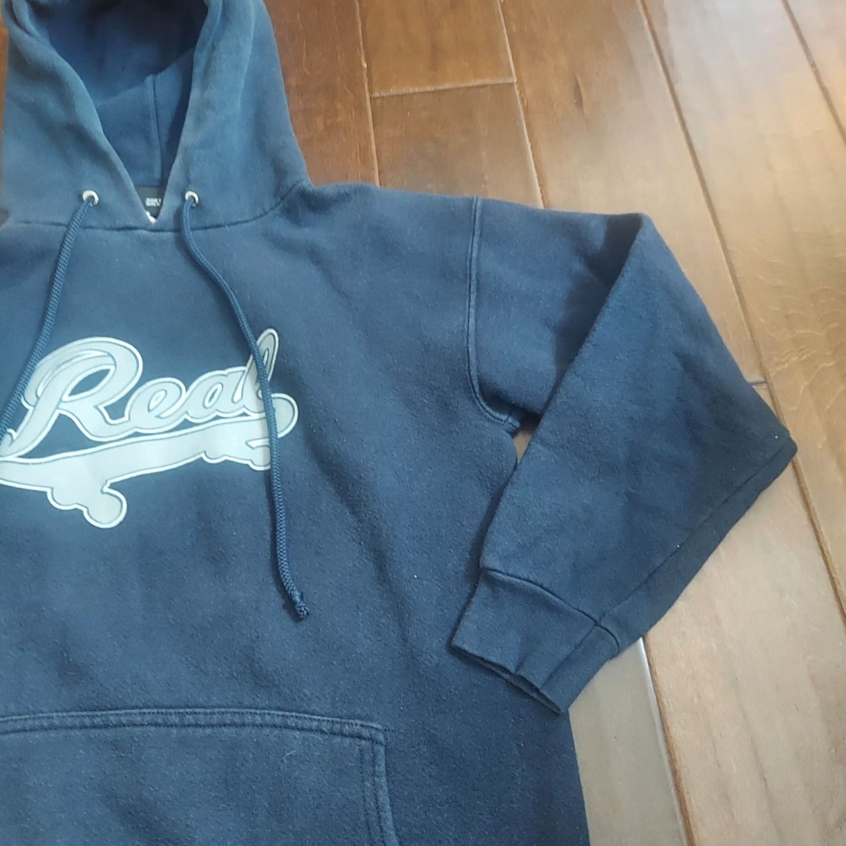 Vintage VINTAGE Real Skateboard Hoodie Navy Blue Drawstring Pocket Logo - Size S - Men - Regular - Winter Fall - Pullover Size US S / EU 44-46 / 1 - 6 Thumbnail