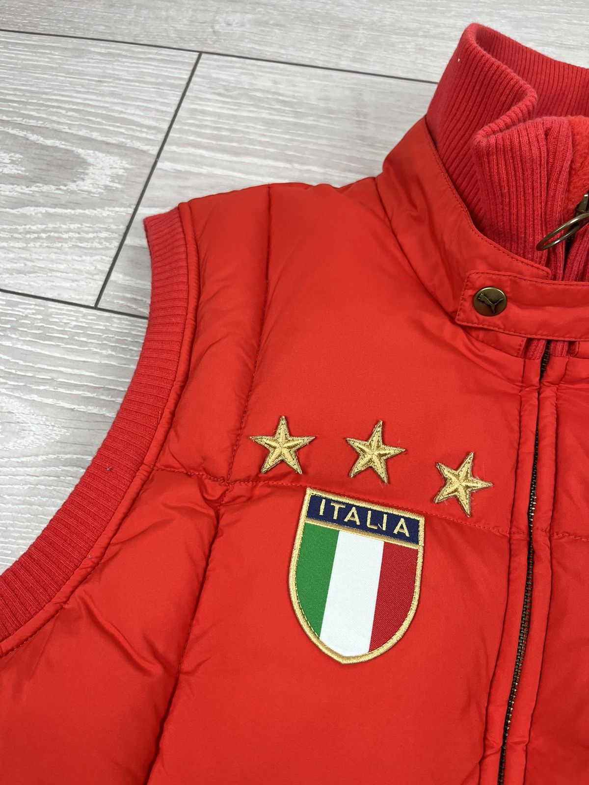 Puma Puma Italia 2002 Red Soccer Team Puffer Vest Jacket Size US M / EU 48-50 / 2 - 9 Thumbnail