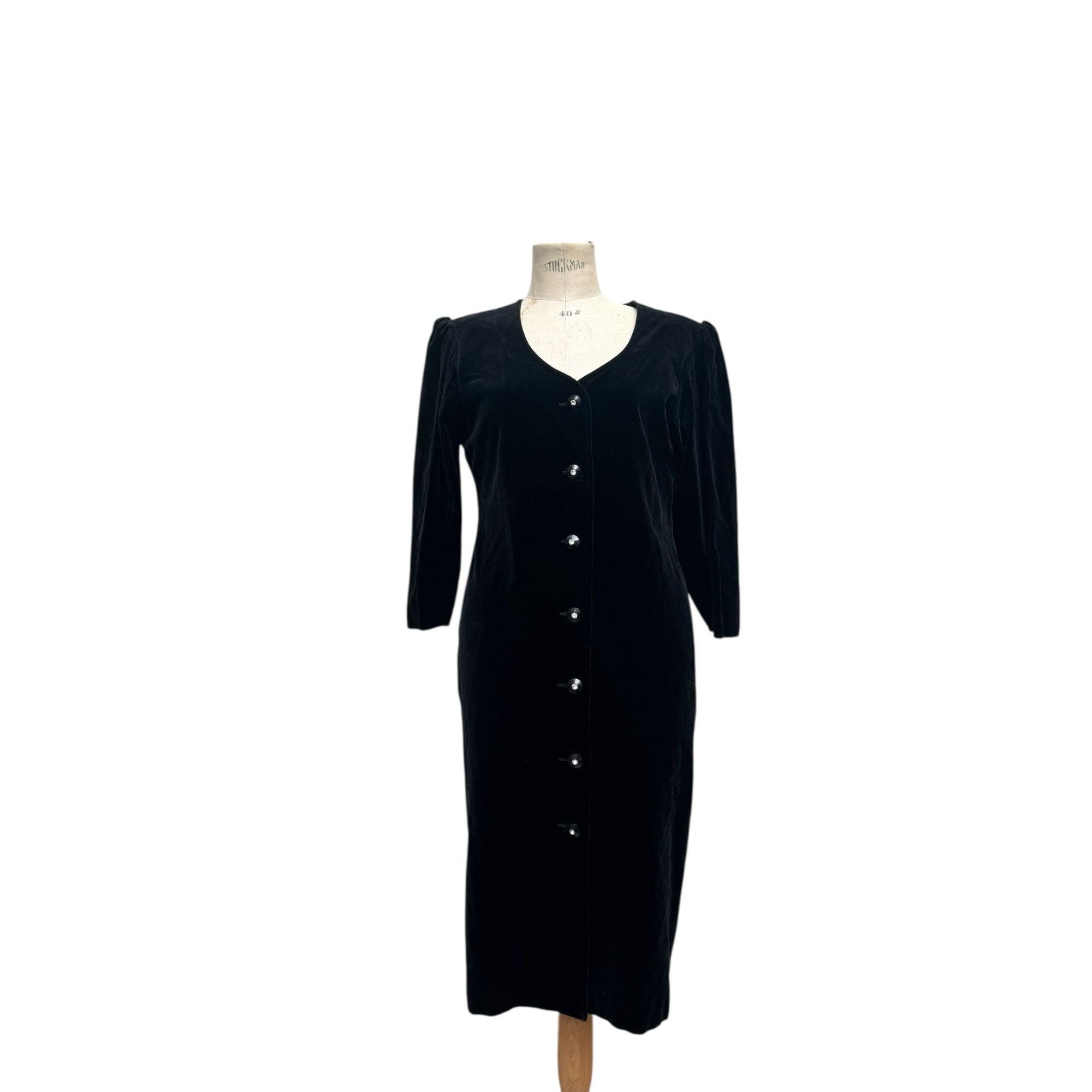 Yves Saint Laurent Black Velvet Corduroy Dress Size M / US 6-8 / IT 42-44 - 1 Thumbnail